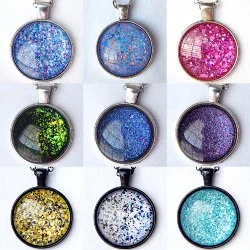CIRCLE GLASS TRAY PENDANT NECKLACES