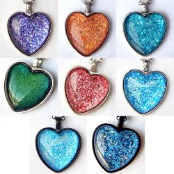 HEART GLASS TRAY PENDANT NECKLACES