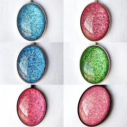 OVAL GLASS TRAY PENDANT NECKLACES