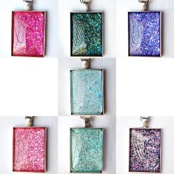 RECTANGLE GLASS PENDANT NECKLACES