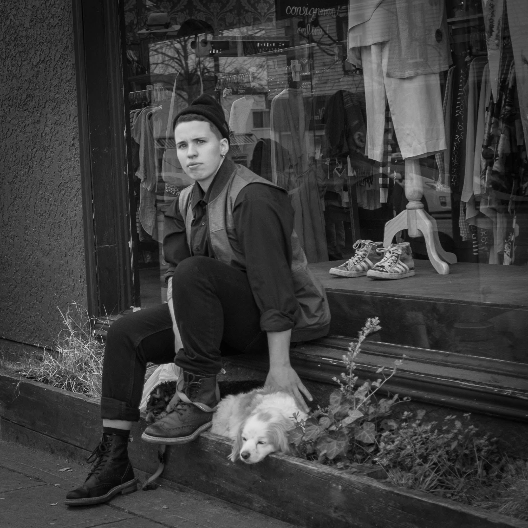  Hipster with dog Main St., Vancouver Fuji X100T 3.16 