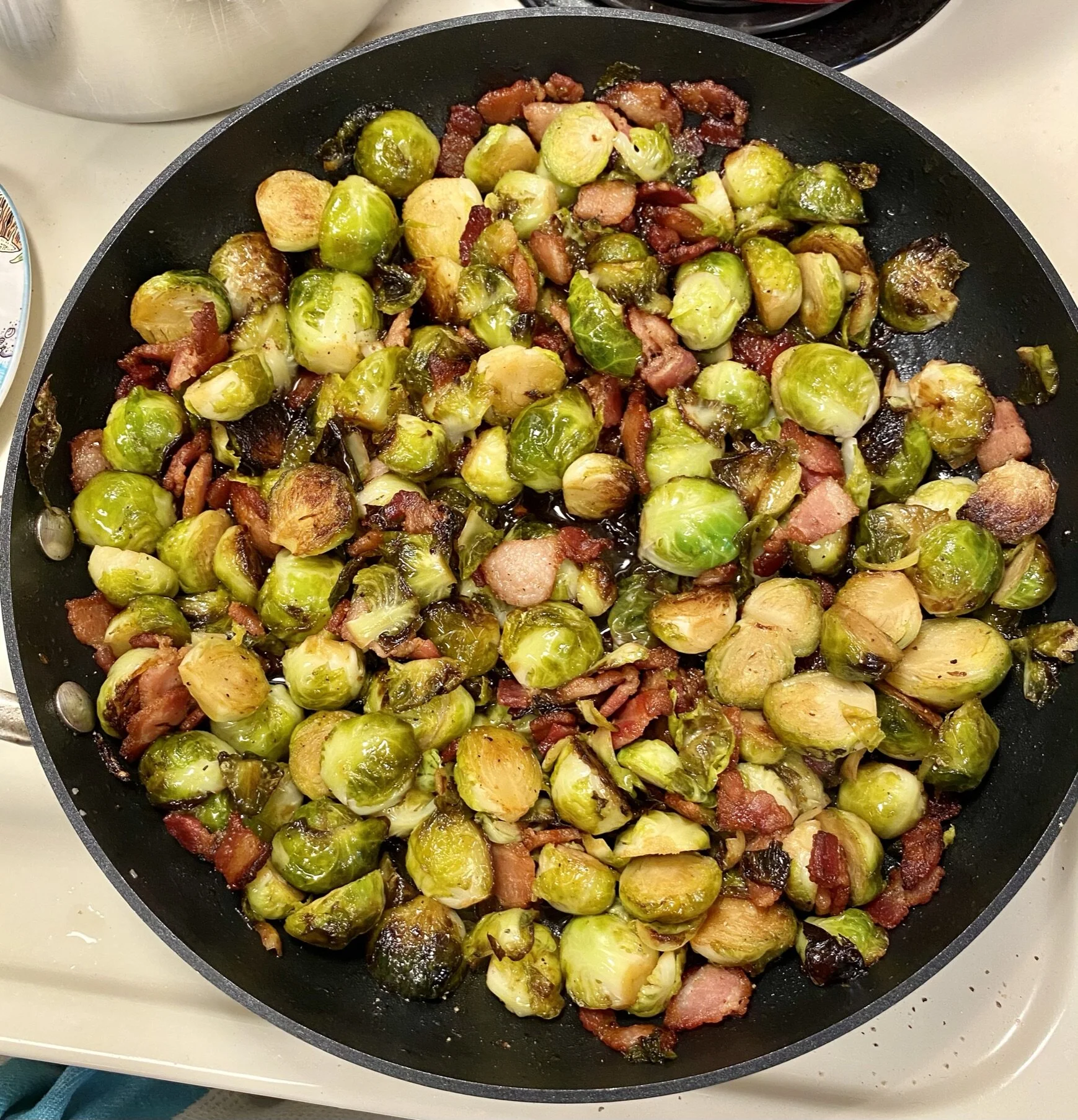 brussels sprouts w bacon, balsamic, and maple syrup.JPEG