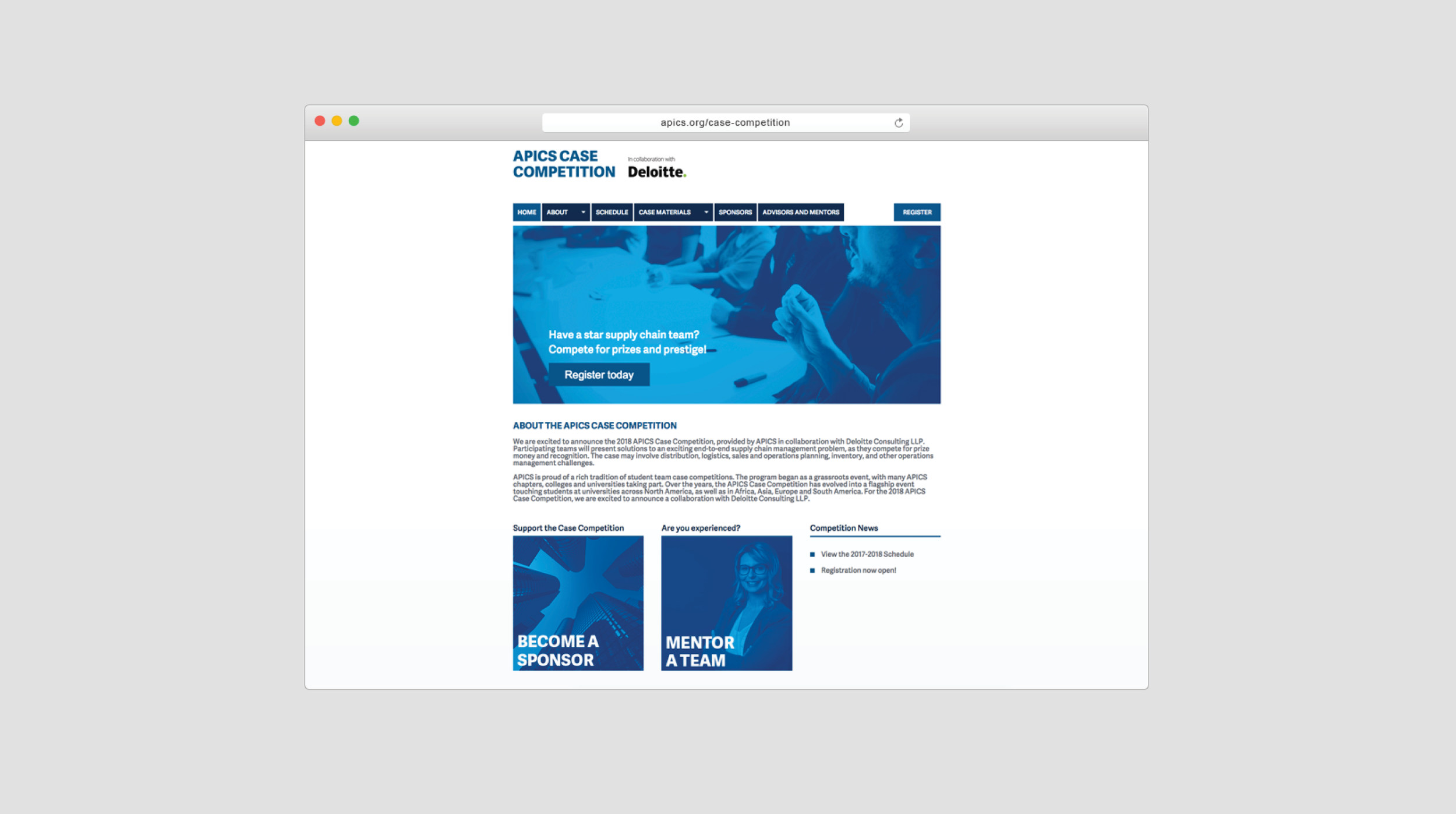 APICS Case Competition: Microsite