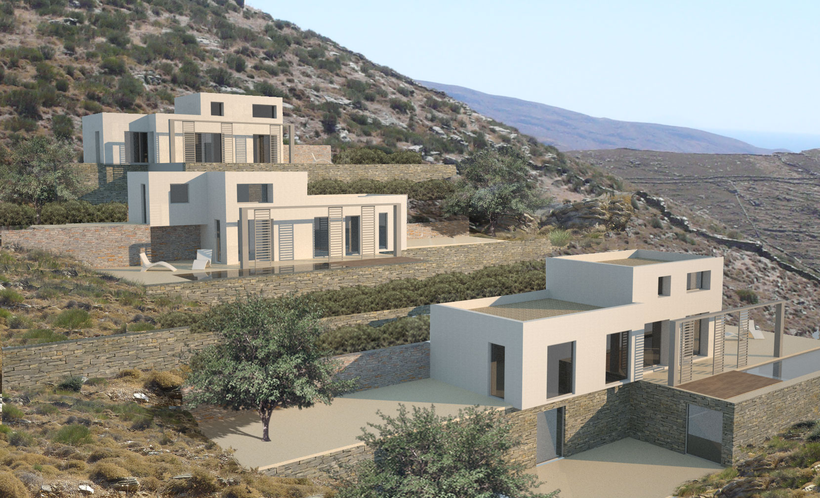 3 Summer Houses in Vroskopos, Kea