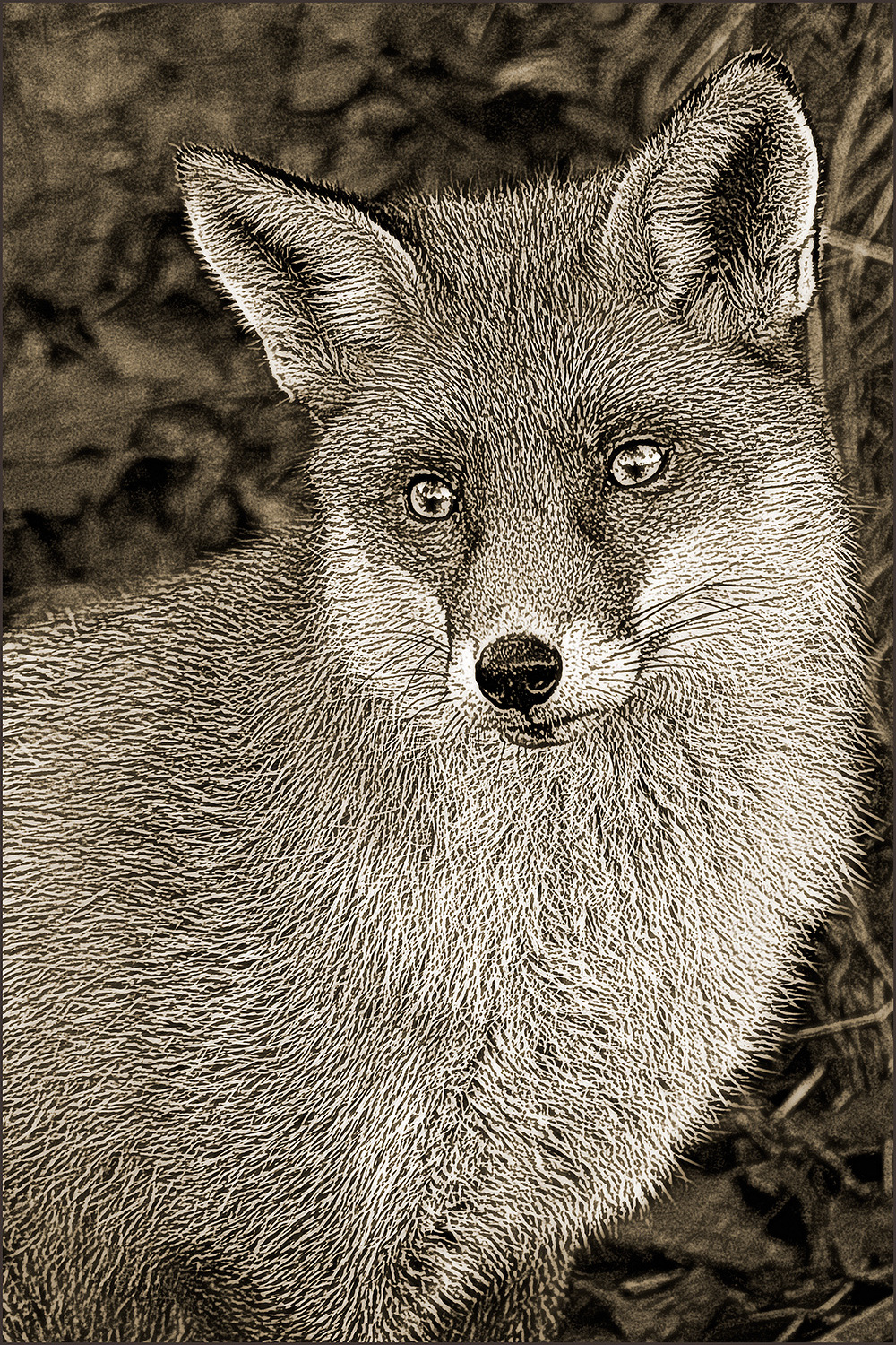fox, woodcut