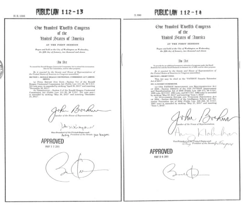On the left is the real deal, on the right is the autopen signature. 