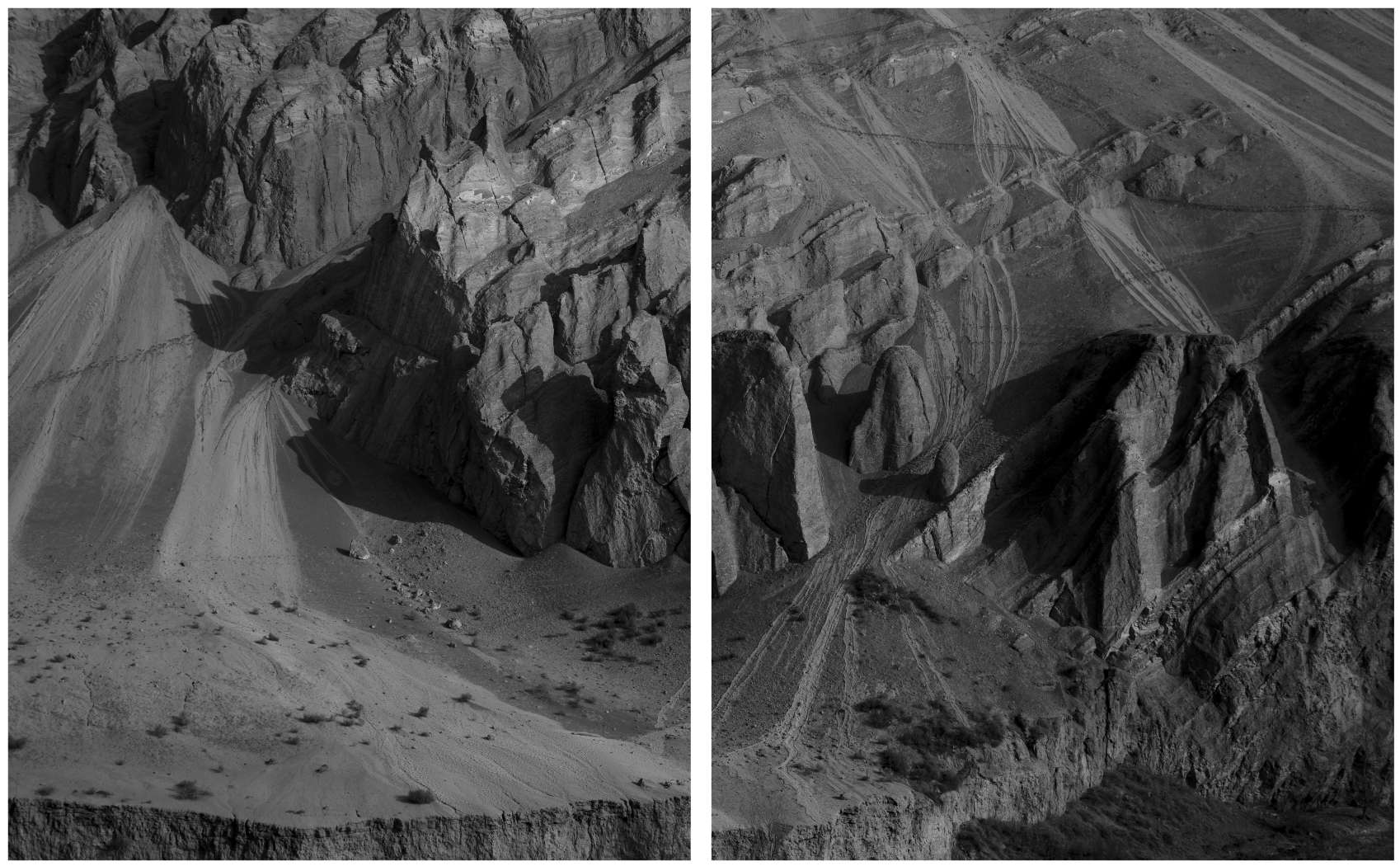 "Traces on the Flaming Mountains" 2017. Diptych platinum print 76x56cm ed.5. 