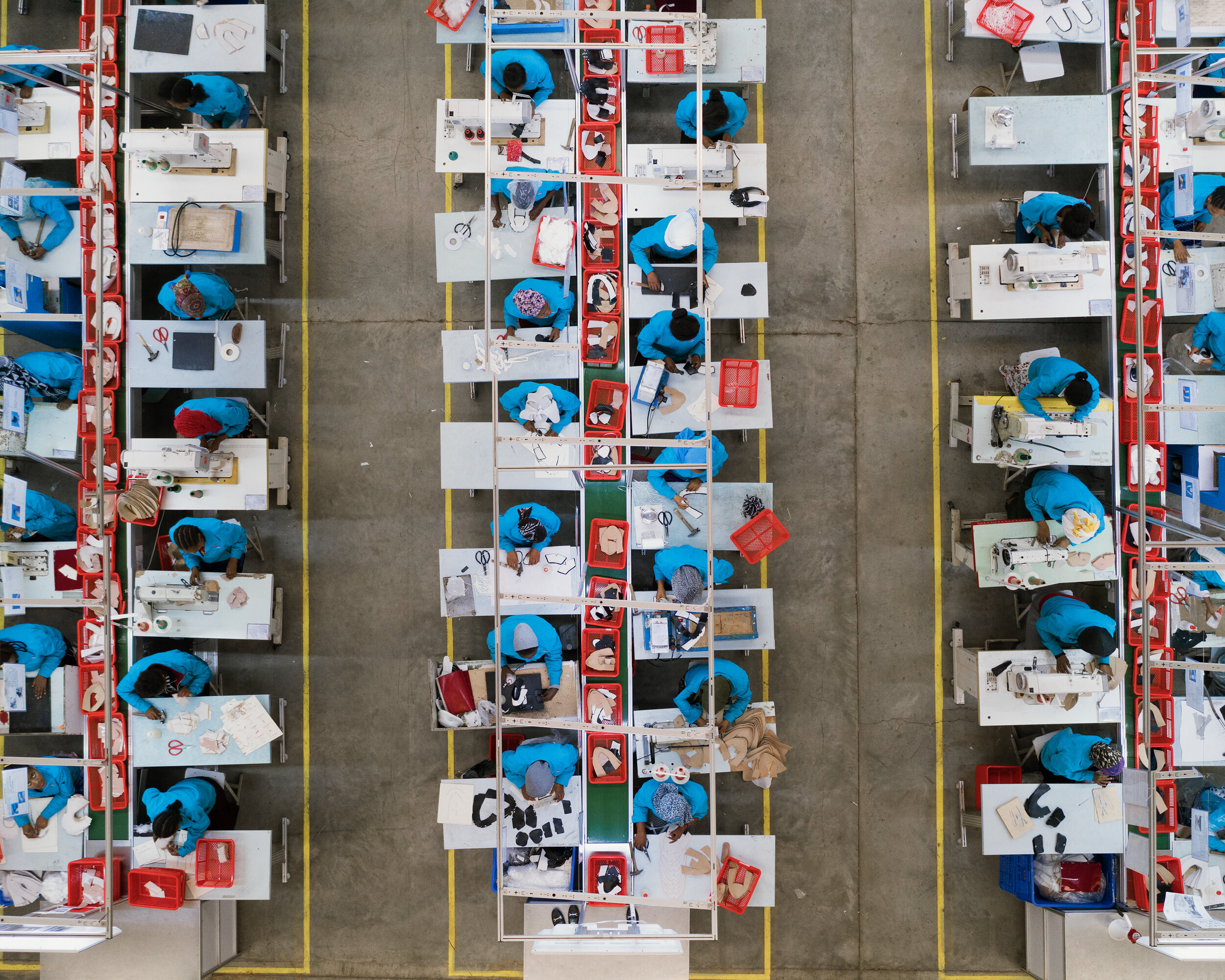  Ethiopia, October 2019. Addis Ababa, workers at Huajian Group footwear manufacturer. **Huajian has a factory near Addis Ababa employing 600 people, which opened in January 2012, and has committed to jointly invest $2bn (£1.3bn) over the next decade 