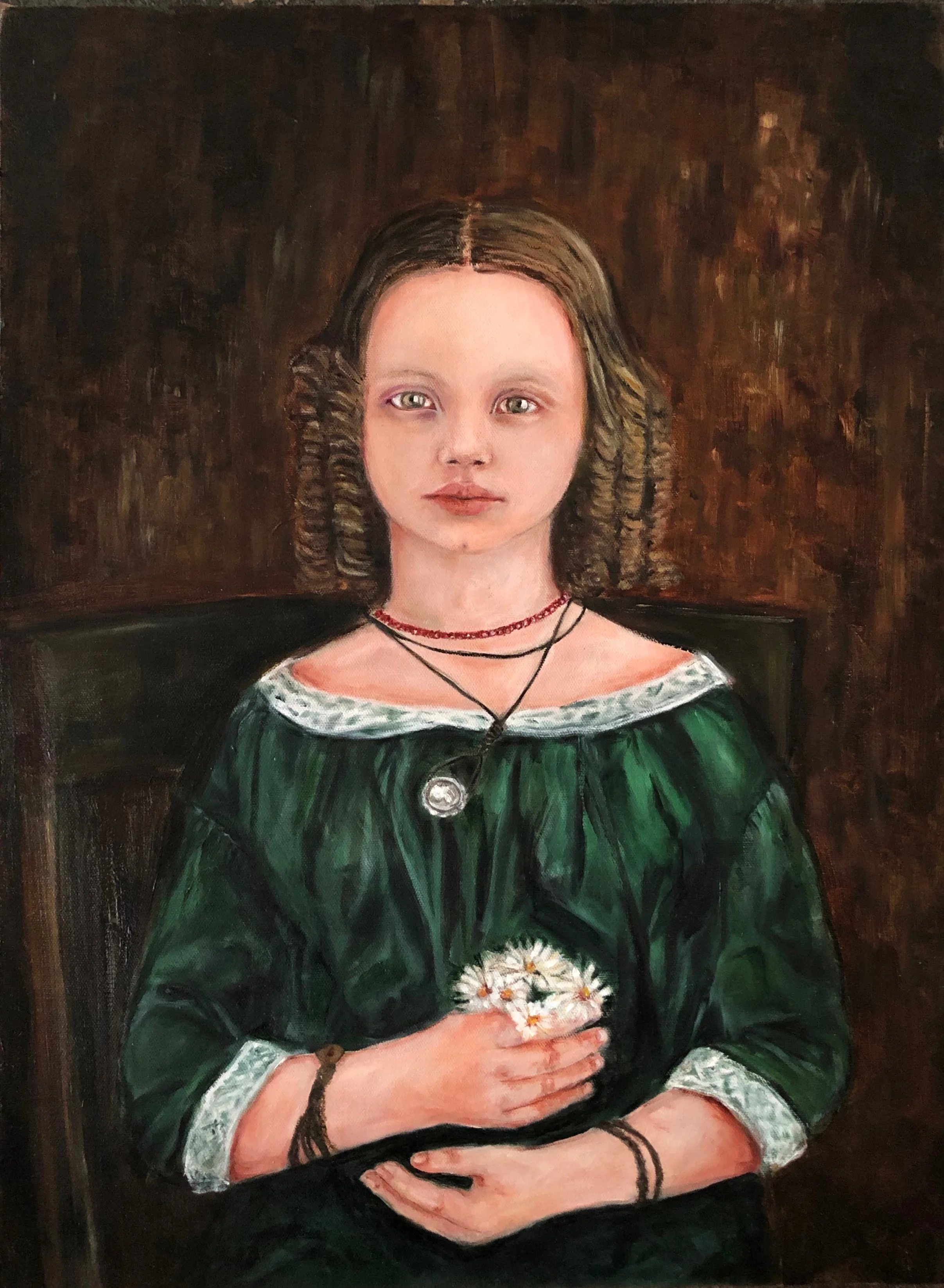 Daguerreotype Portrait: Girl in Green Dress