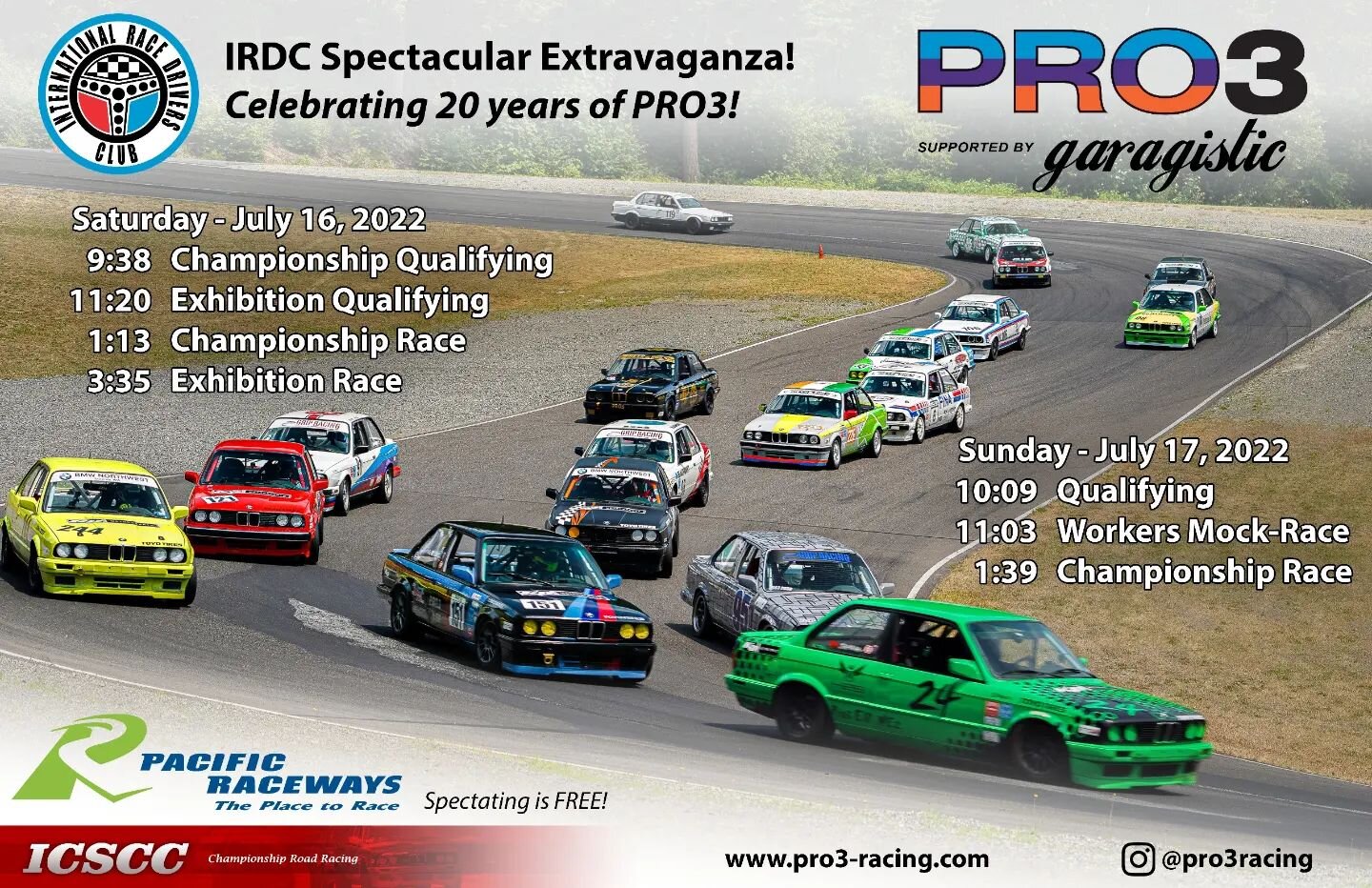 The IRDC Spectacular Extravaganza, PRO3 20th Anniversary Weekend, July 16 &amp; 17, is fast approaching!

This race weekend serves to commemorate 20 years of PRO3 racing and features the following special events:

-A PRO3-only Feature Race on Saturda