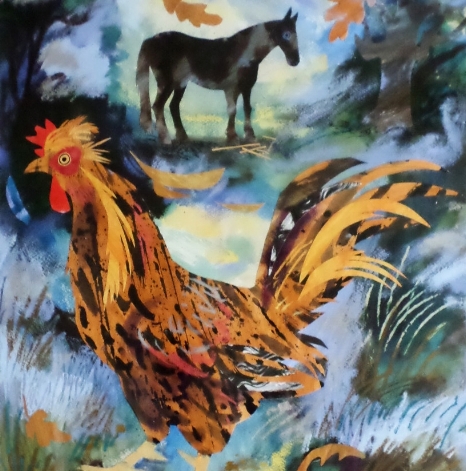 Cockerel and Gypsy Horse 