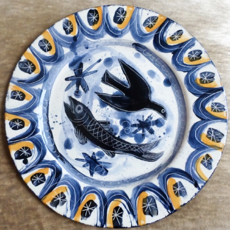 Ceramic Plate Birds and Fish