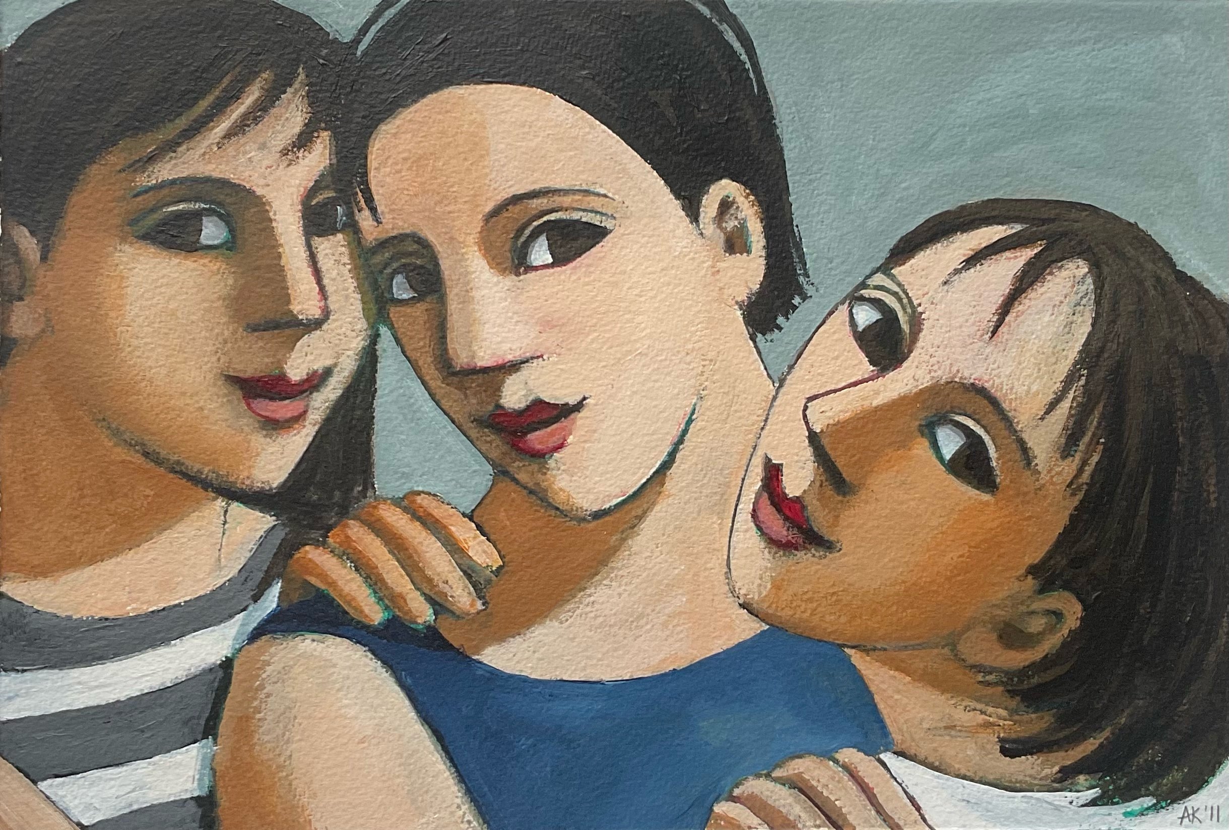 Mother and Daughters - Acrylic on paper