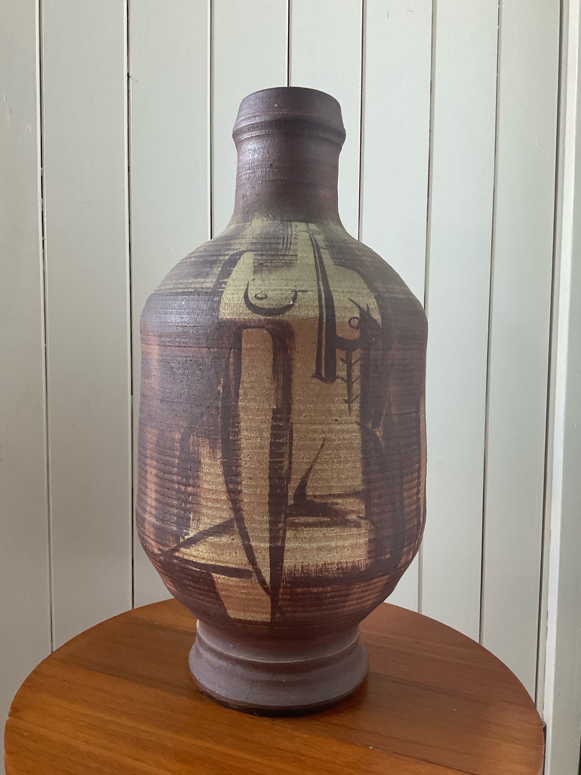 Signed Hand decorated 18” vase 