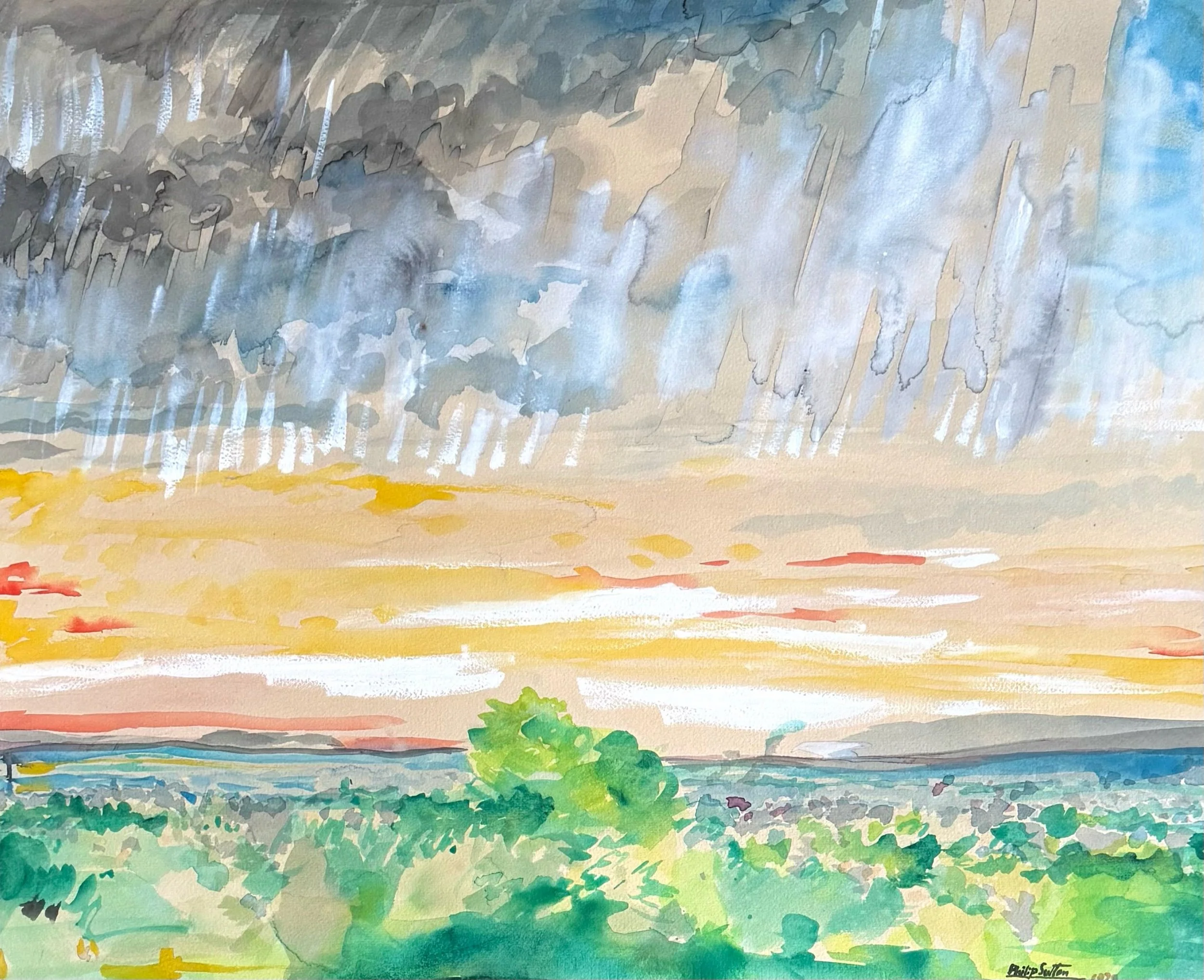 Storm over Richmond Park - watercolour