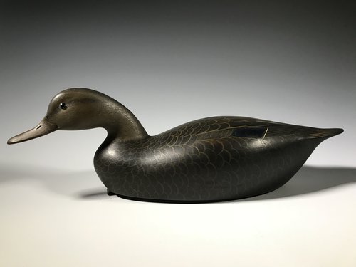 Swimming Black Duck decoy carving