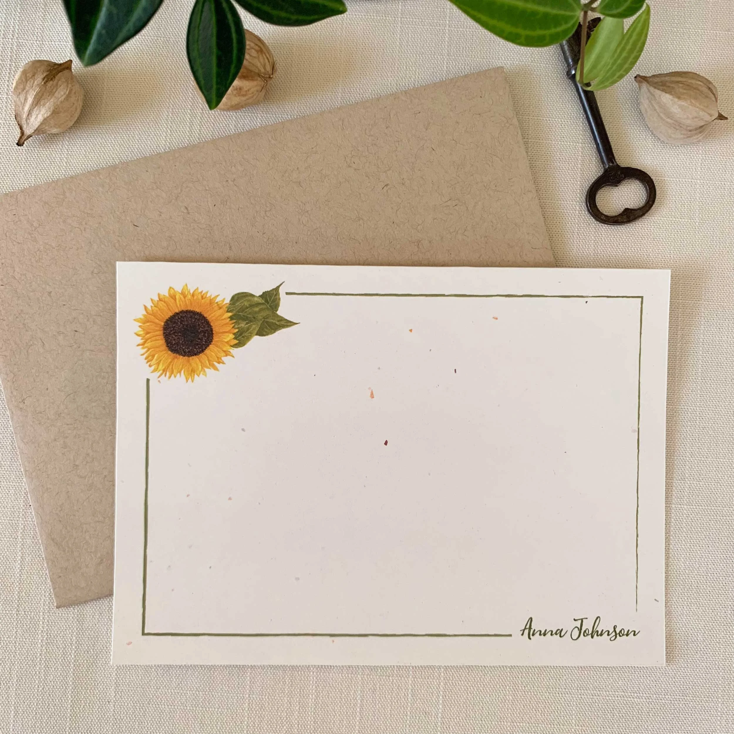Sunflower Personalized Notecard Set