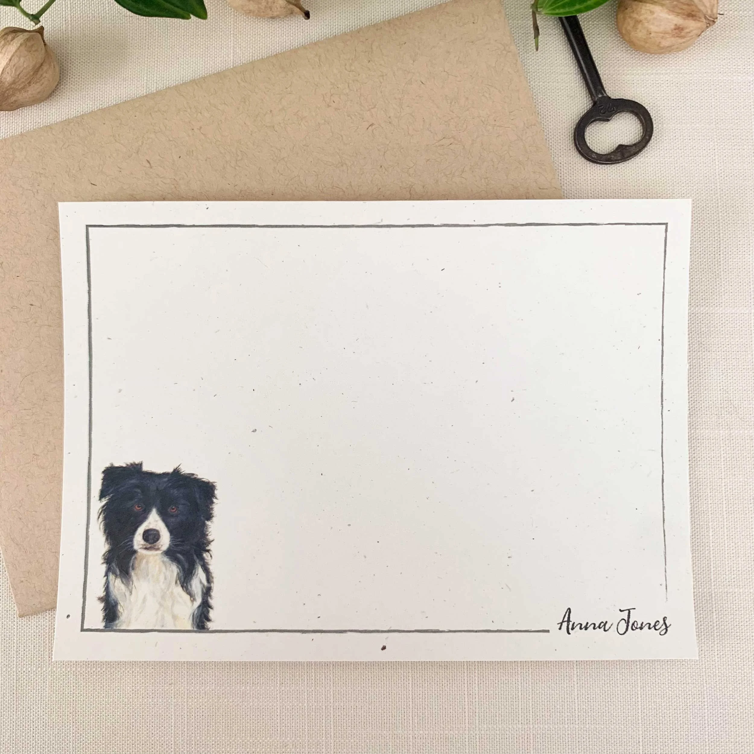 Border Collie Personalized Notecard Set