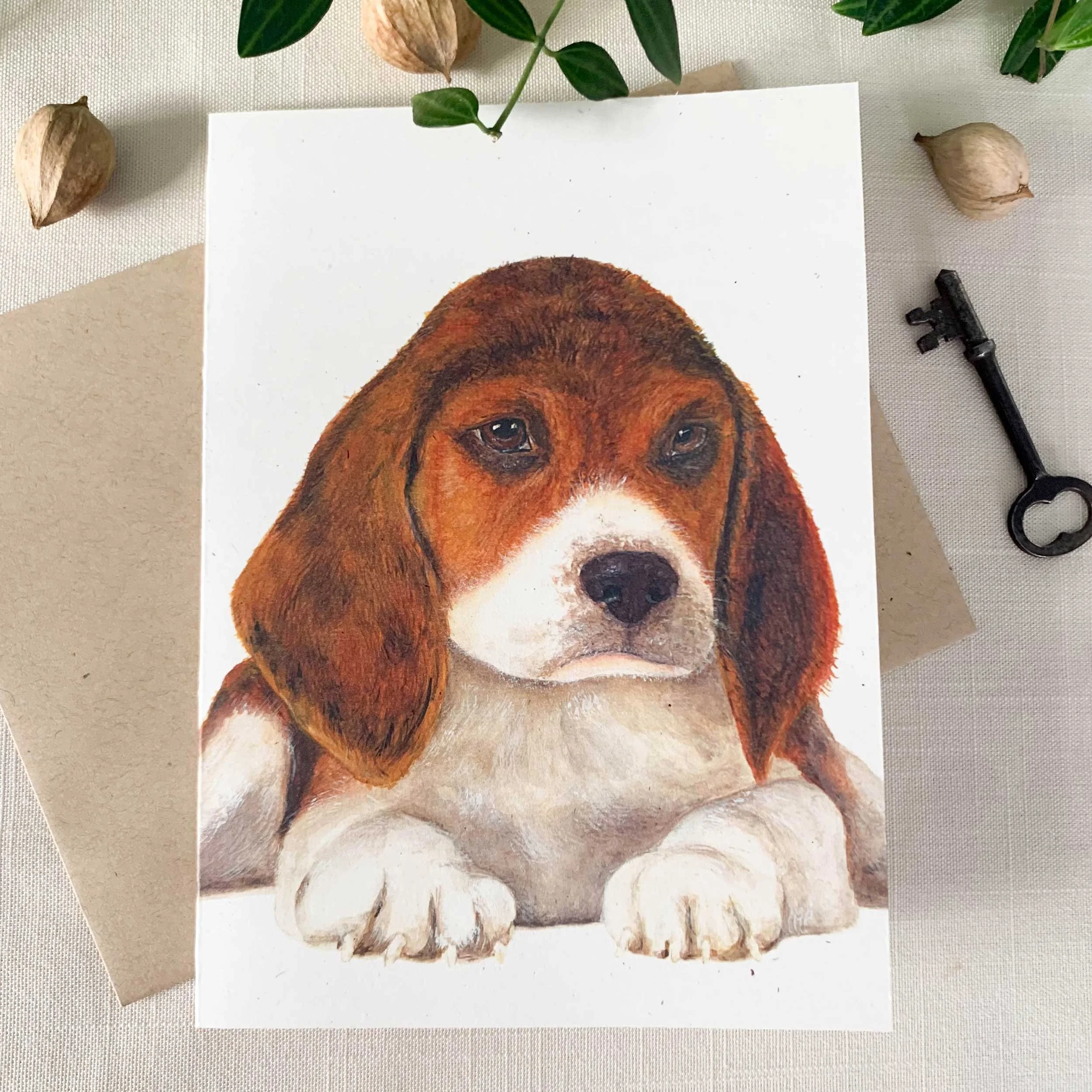 Beagle Puppy Frameable Greeting Card