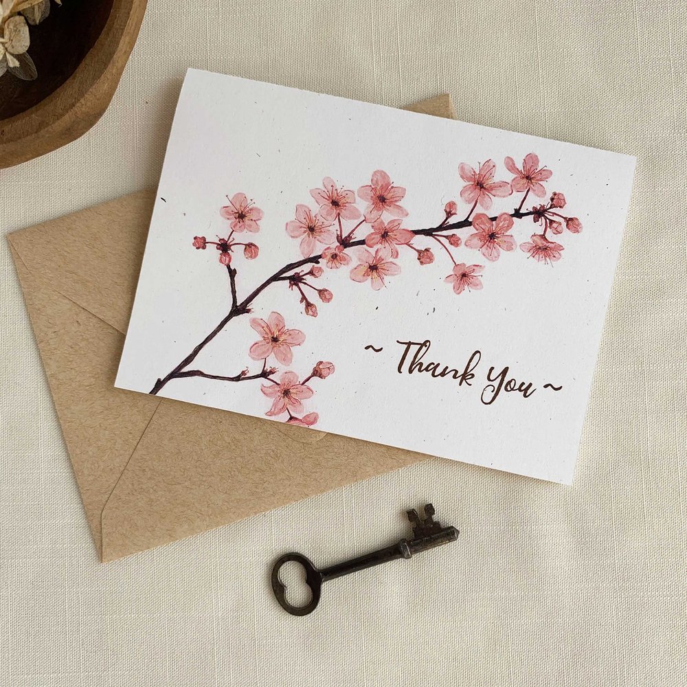 Pink Cherry Blossoms Folded Thank You Cards $20.00