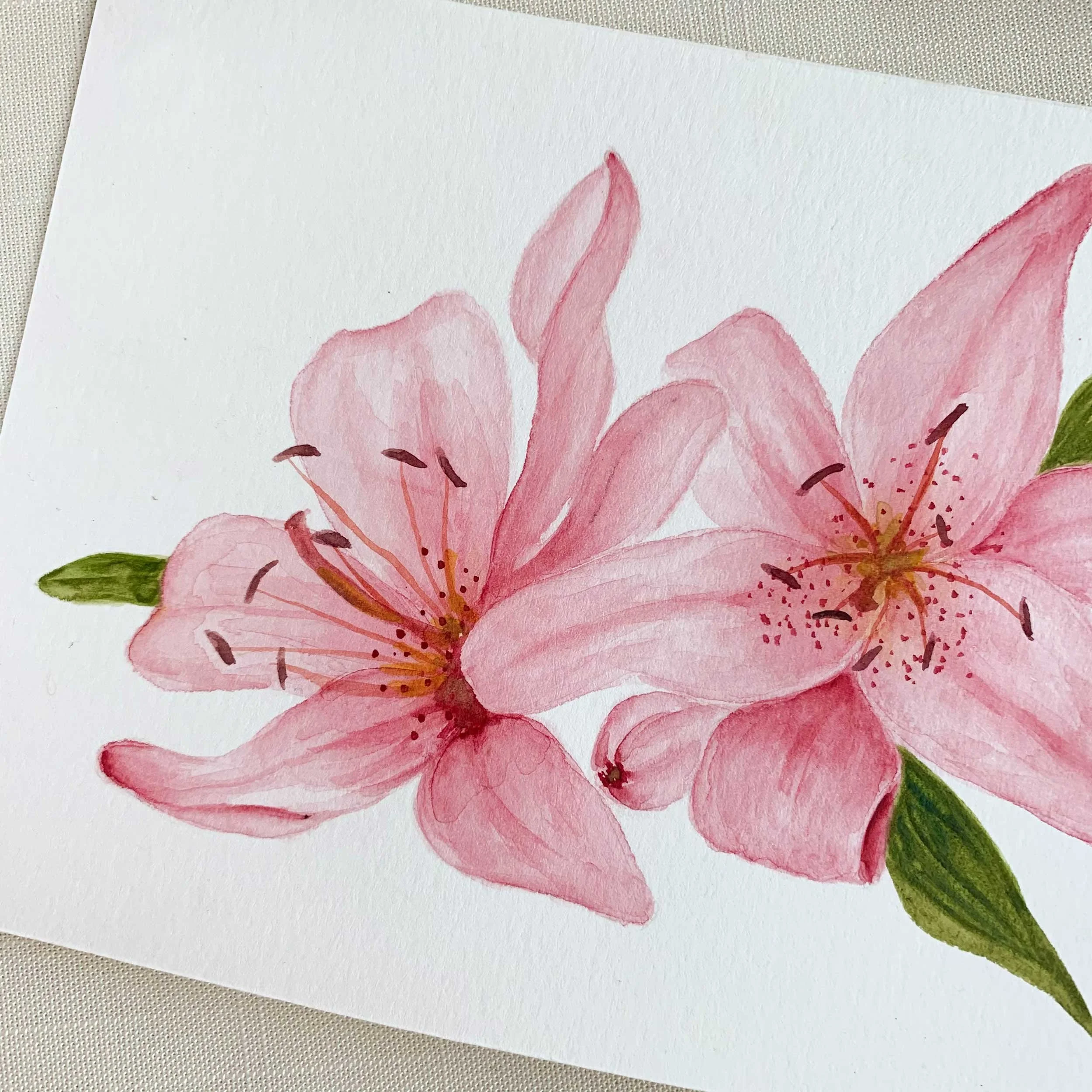 Pink Lilies Original Original Watercolor Gifts For Her