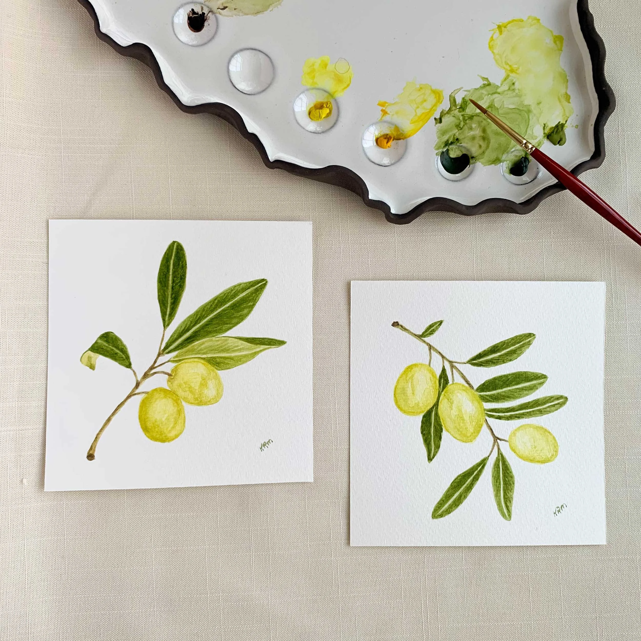 Olive Branch Mini Original Watercolors