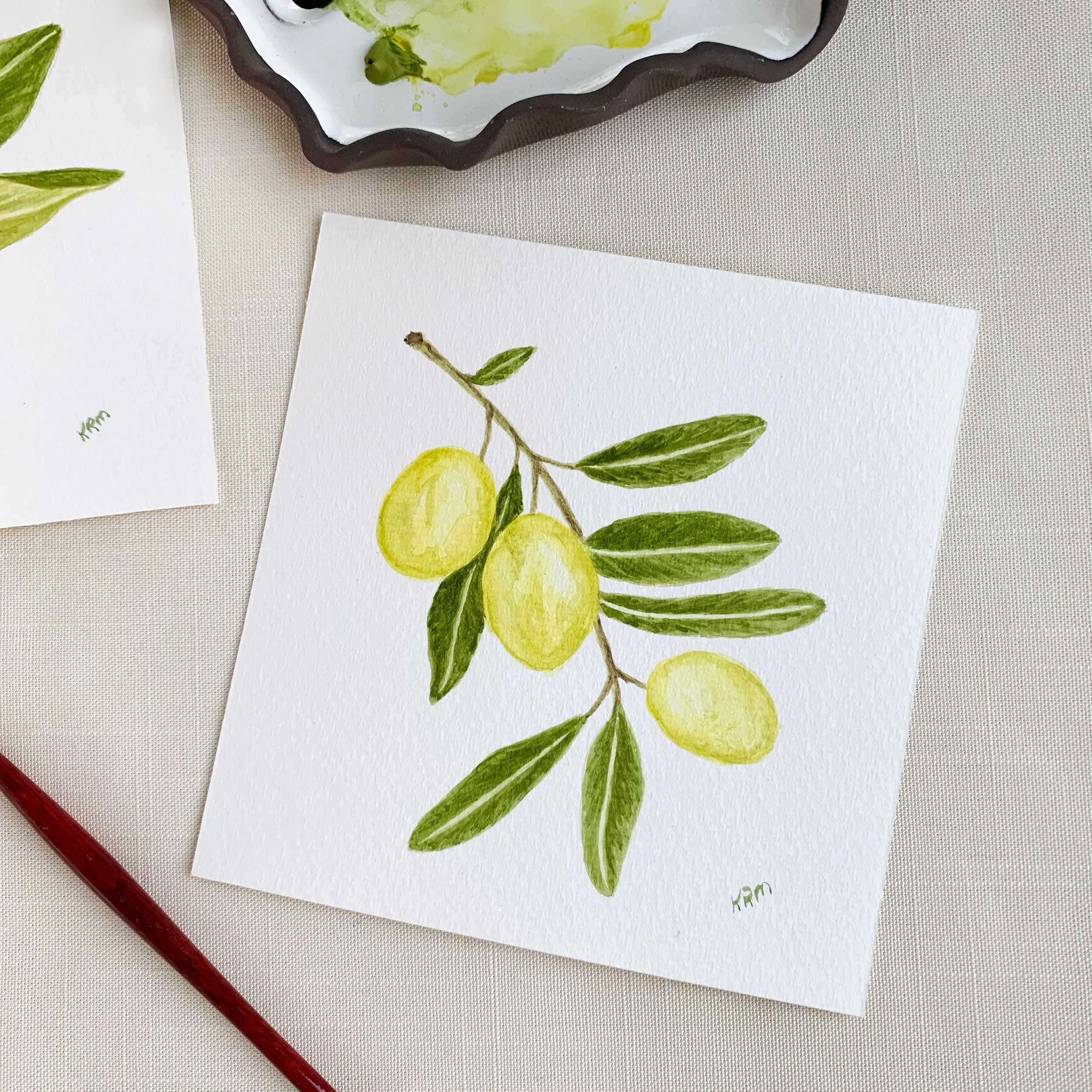 Olive Branch Mini Original Watercolors House Warming Gift