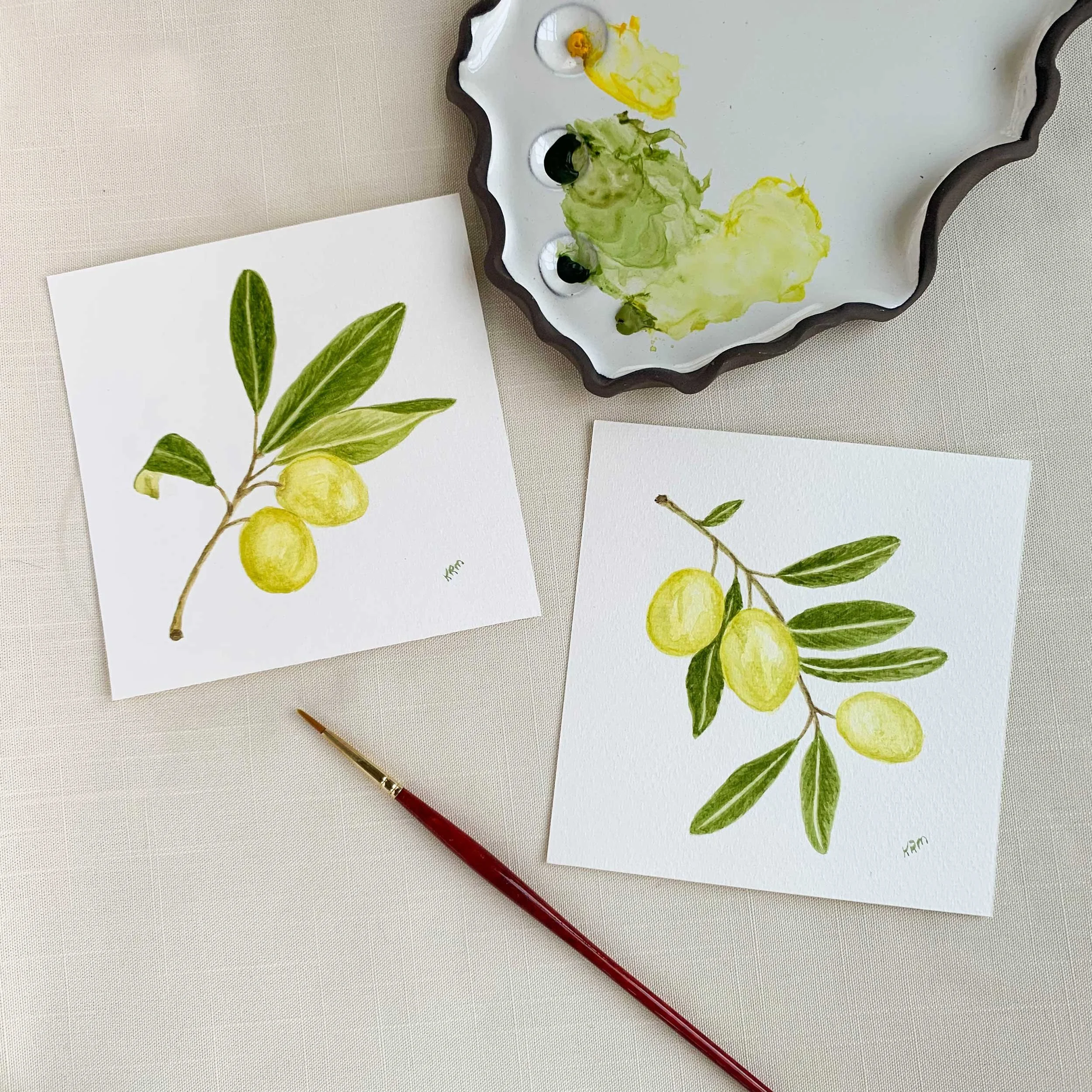 Olive Branch Mini Original Watercolors