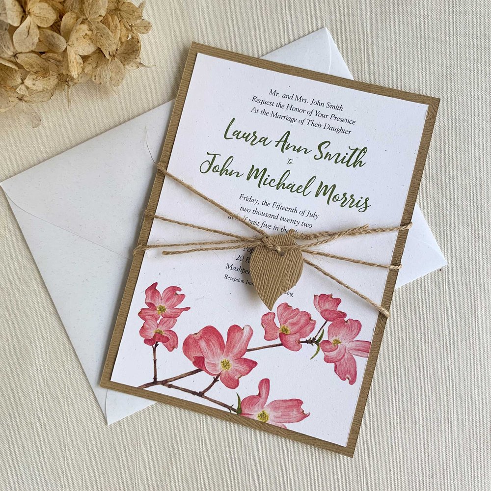 Watercolor Leaves Plantable Wedding Invitations