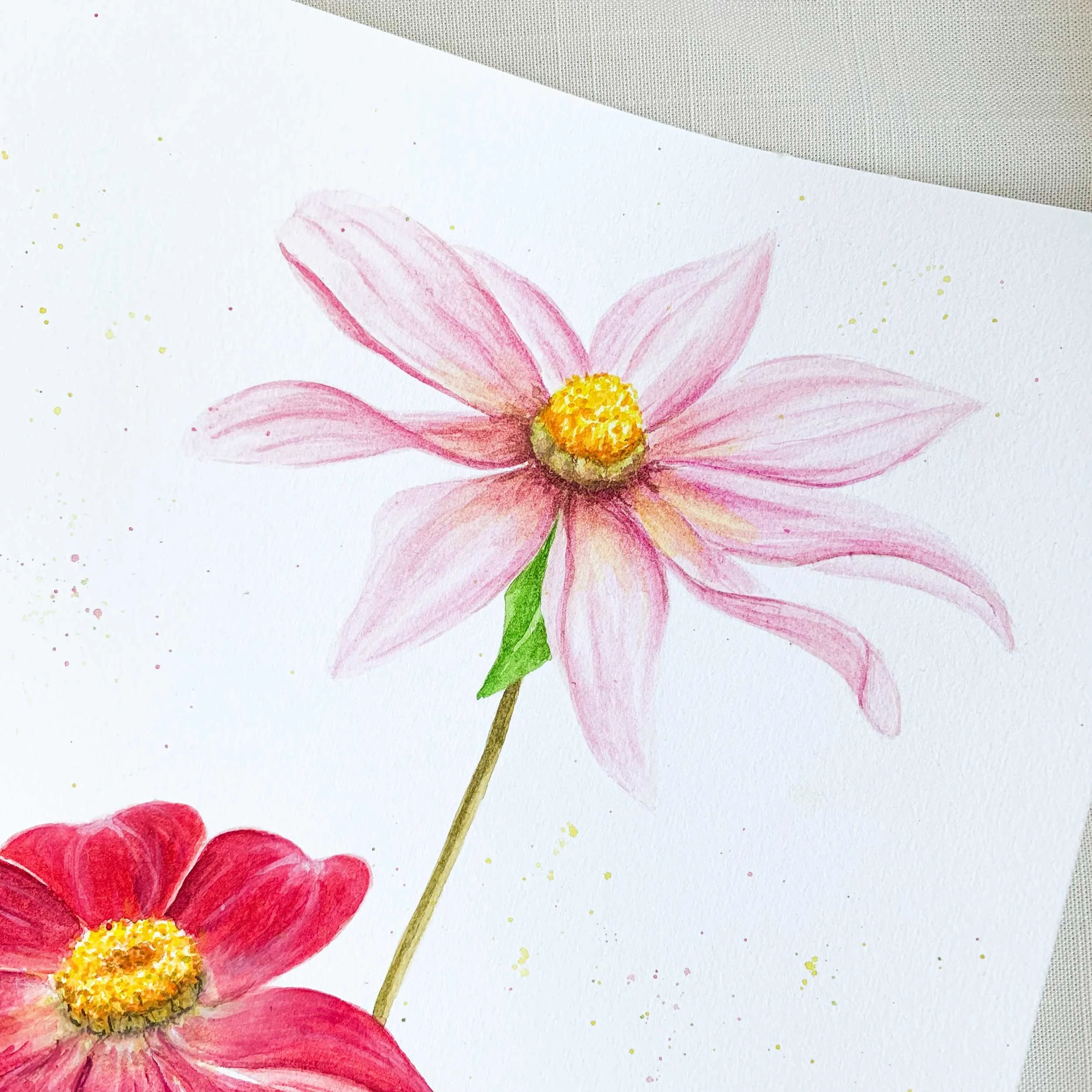 Pink Dahlias Original Watercolor Mother's Day Gift