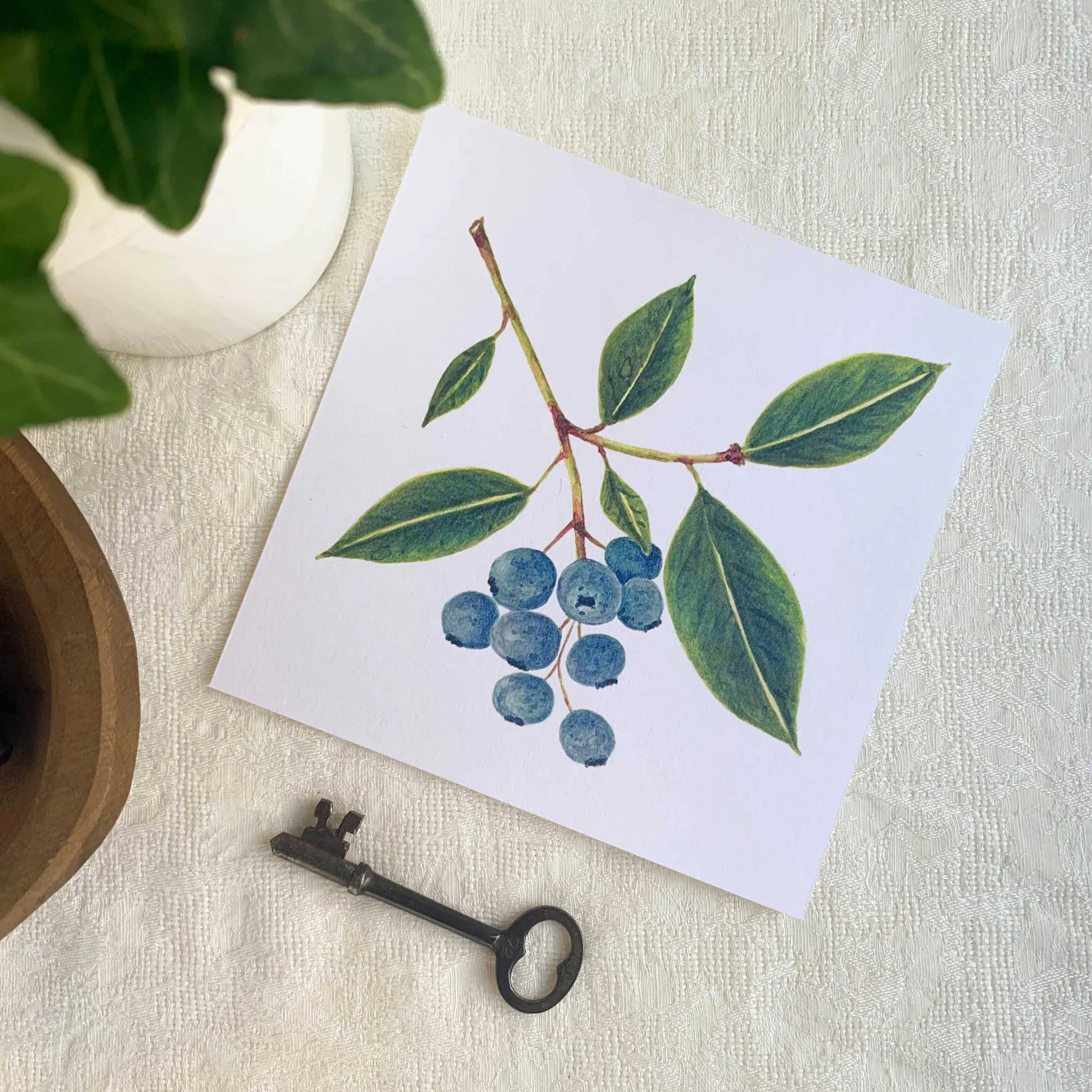 Blueberries Watercolor Art Print
