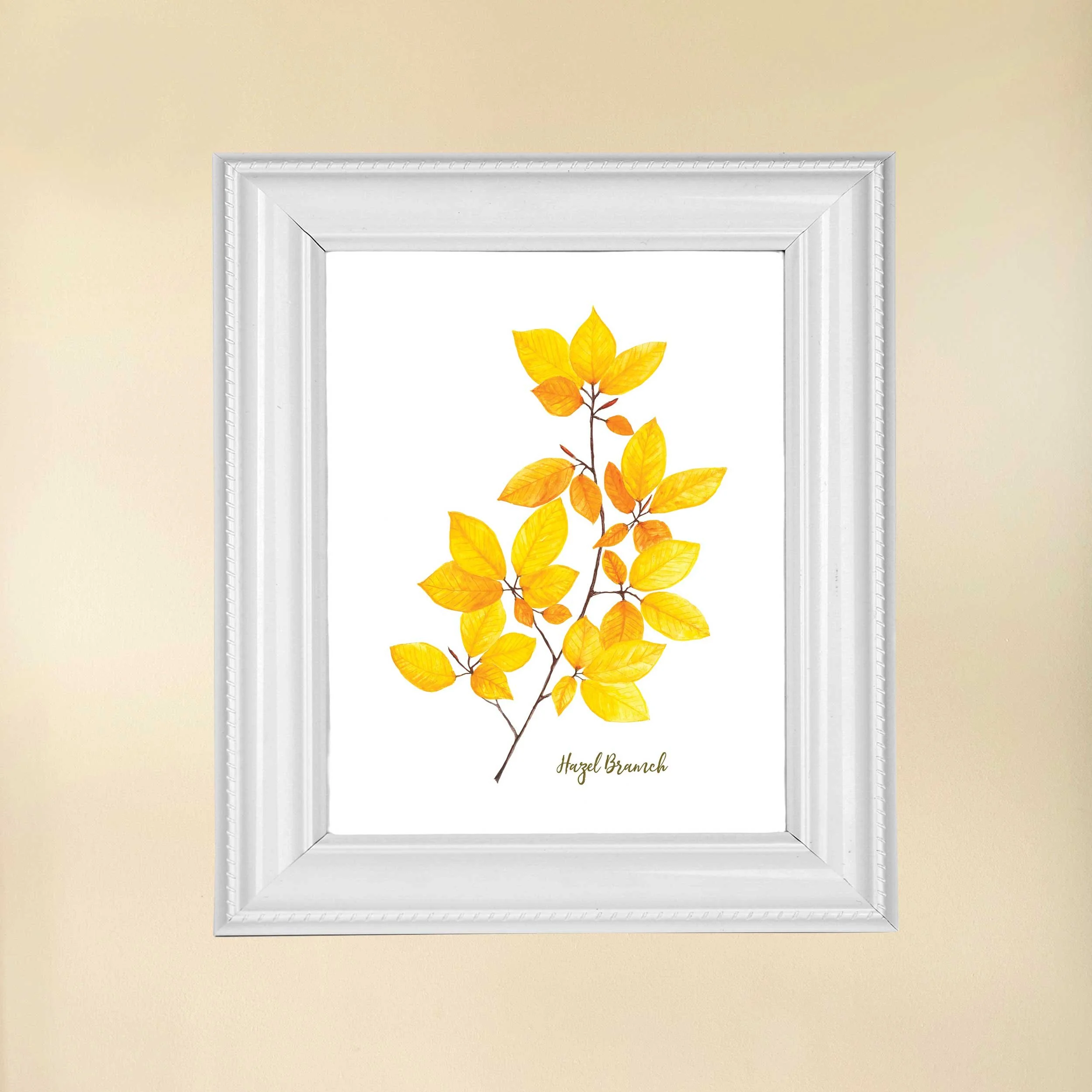 Autumn Hazel Branch 8 x 10 Watercolor Art Print on 100 lb. slightly textured card stock.