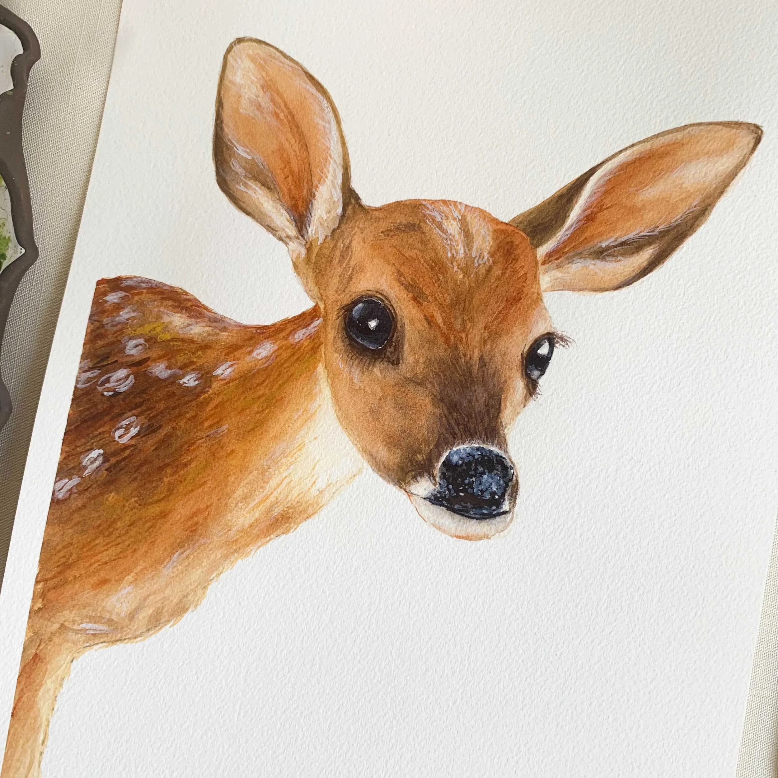 Baby Deer "Fawn" Original Watercolor Painting
