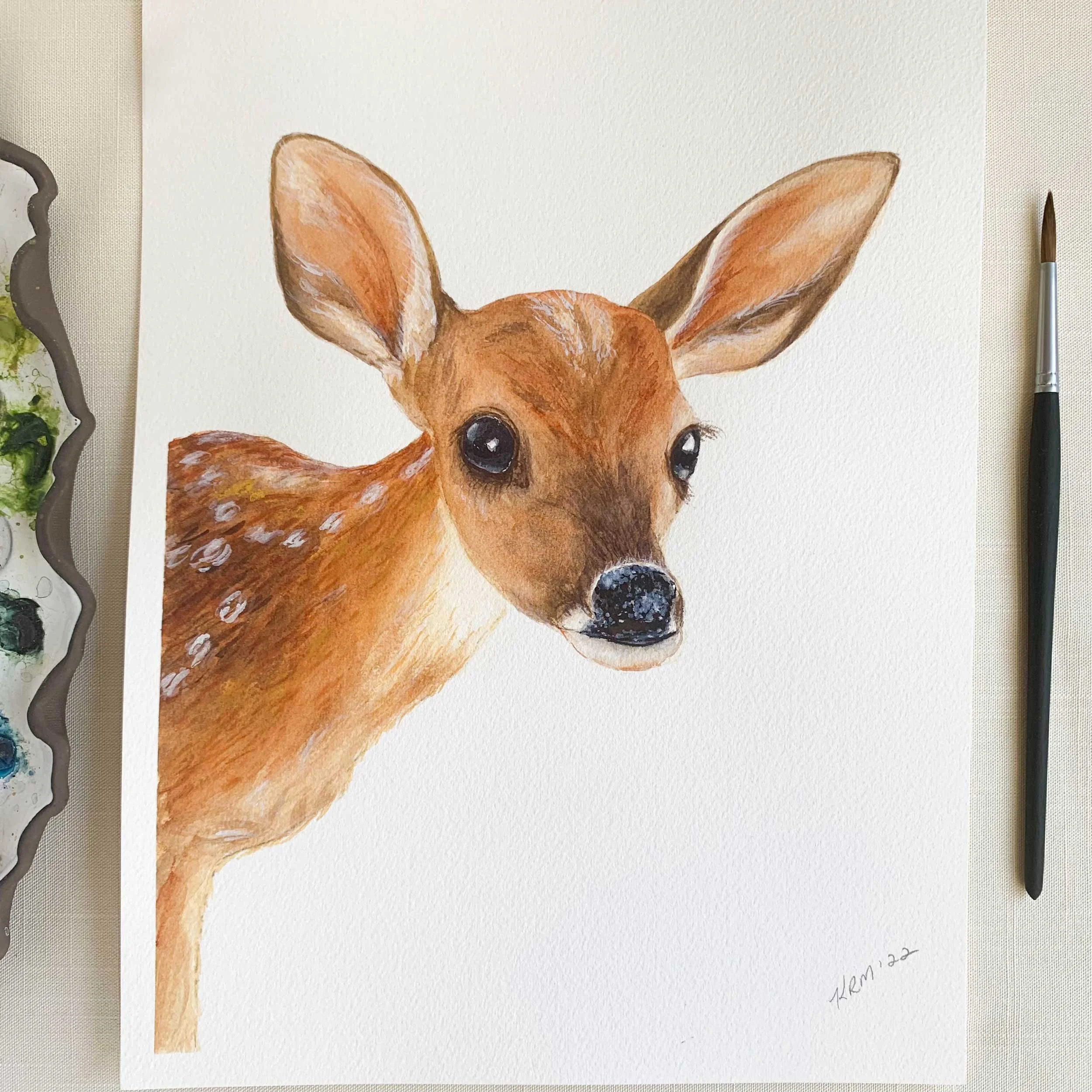 Baby Deer "Fawn" Original Watercolor Painting