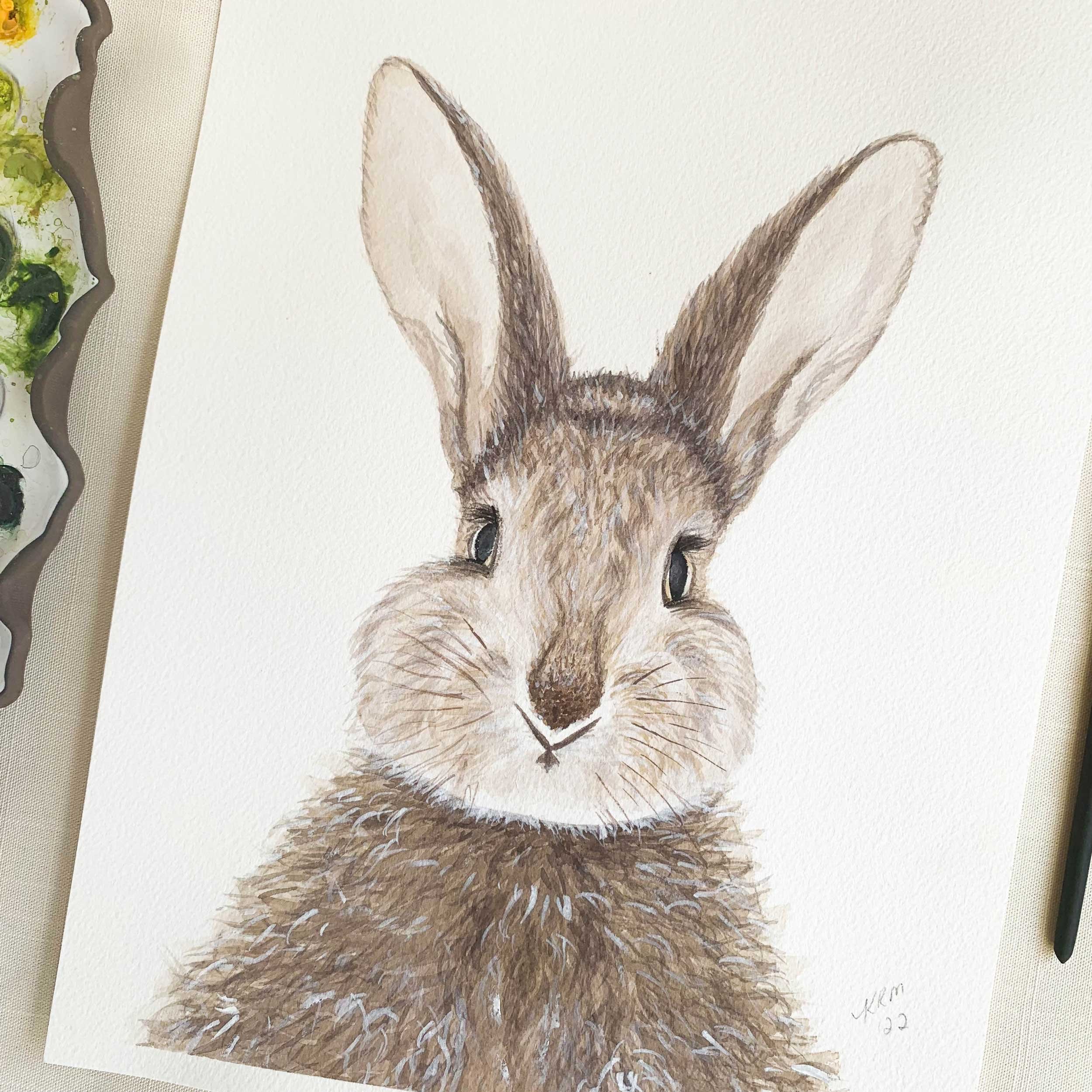 Baby Bunny Original Watercolor Painting