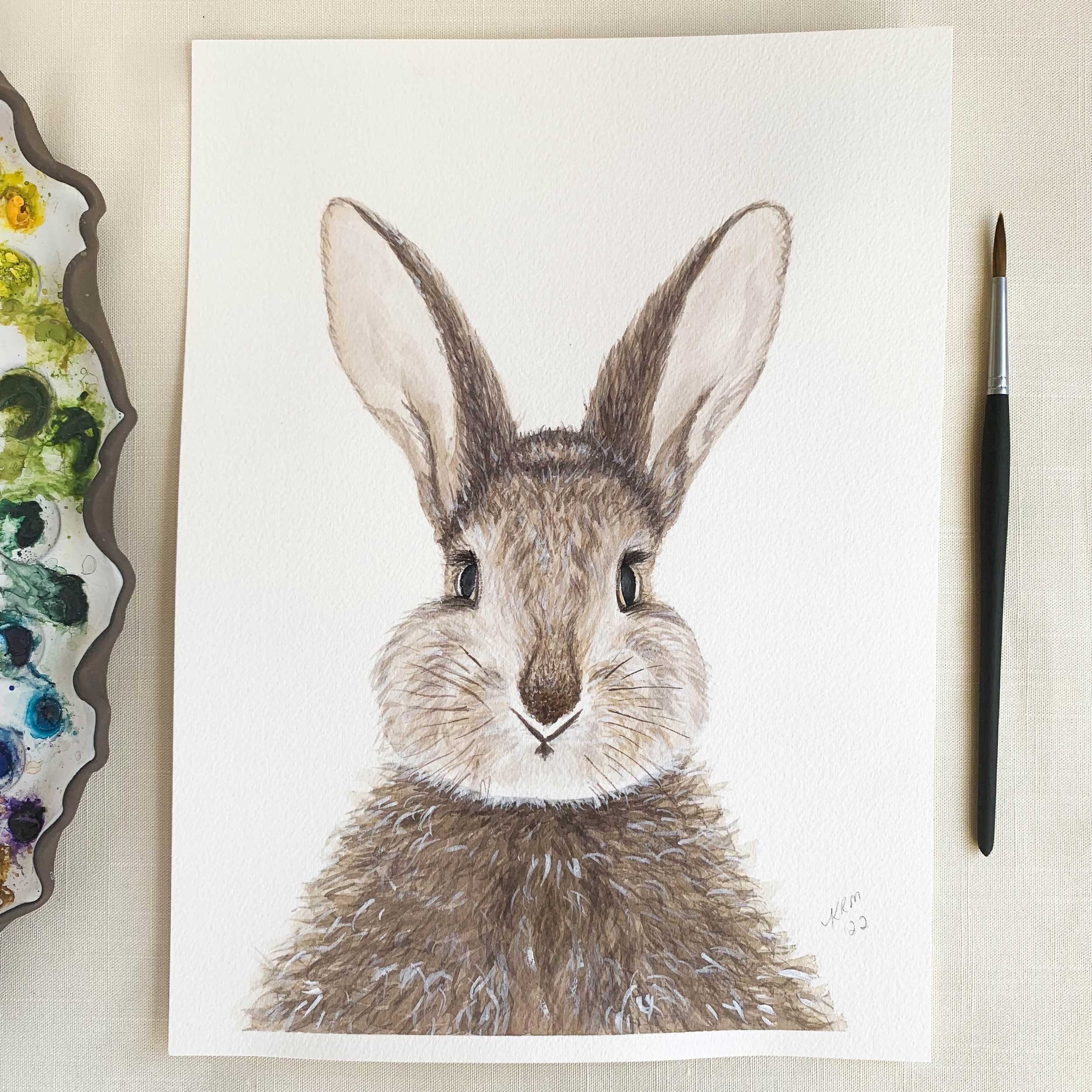 Baby Bunny Original Watercolor Painting
