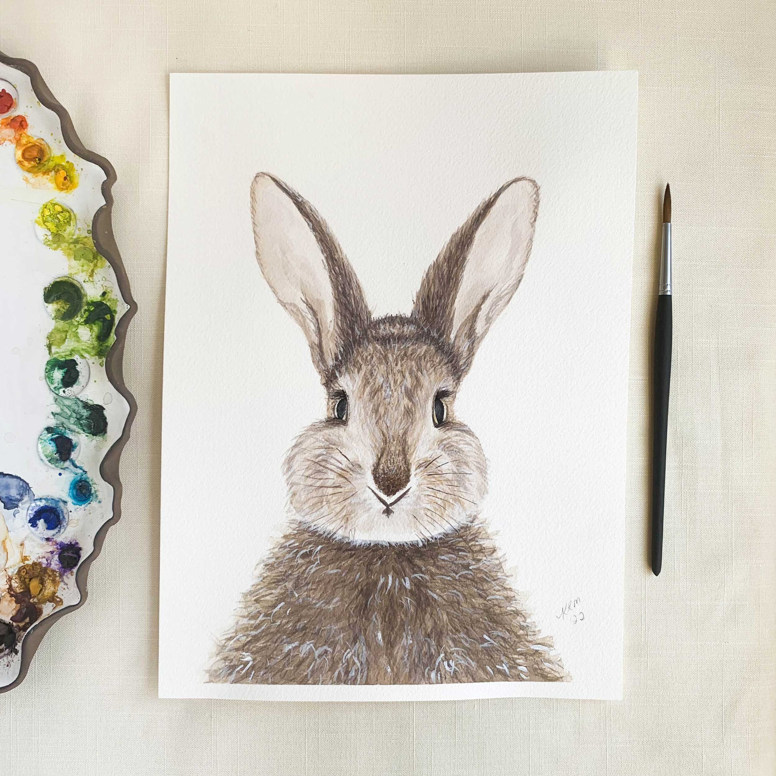 Baby Bunny Original Watercolor Painting