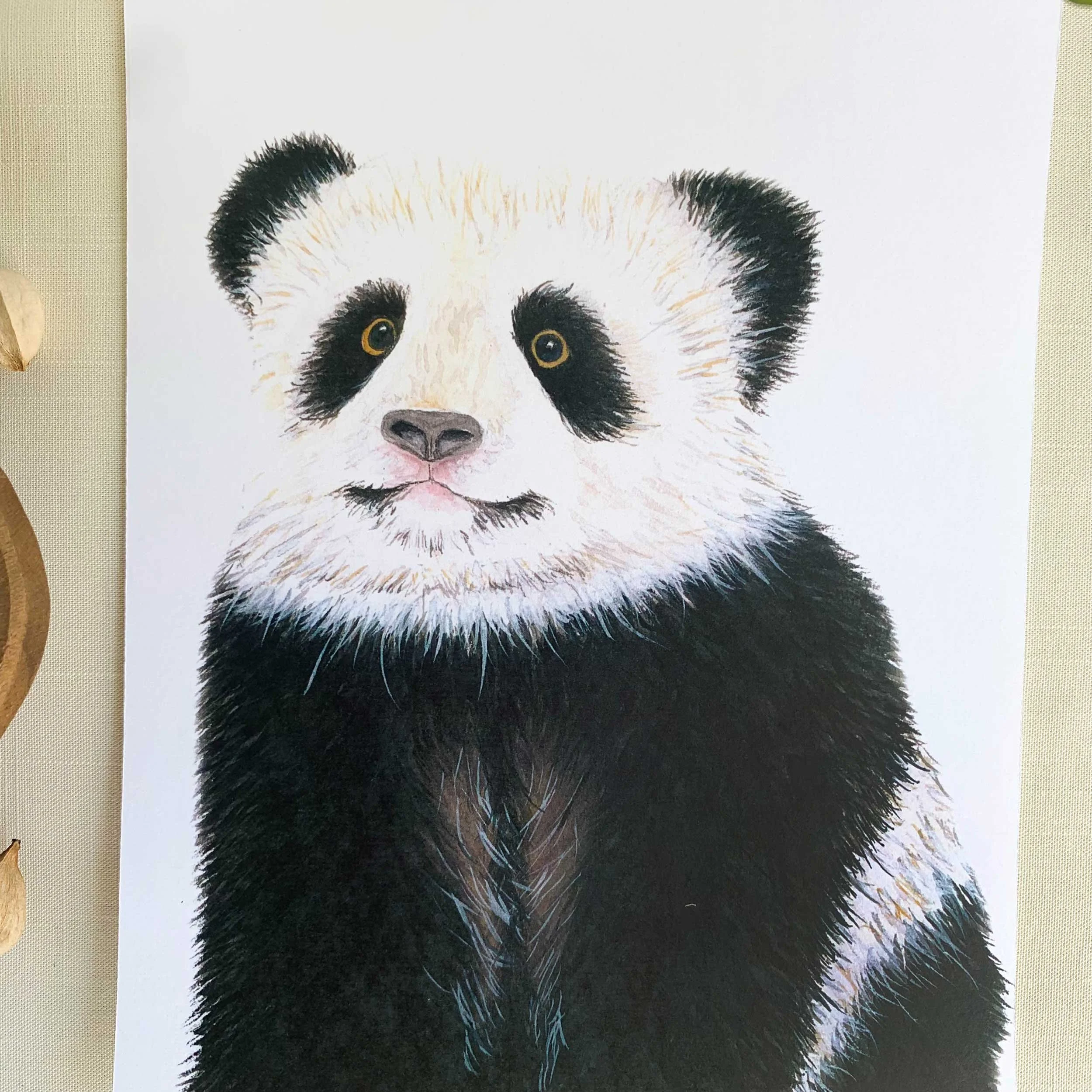 Baby Panda Watercolor Art Print