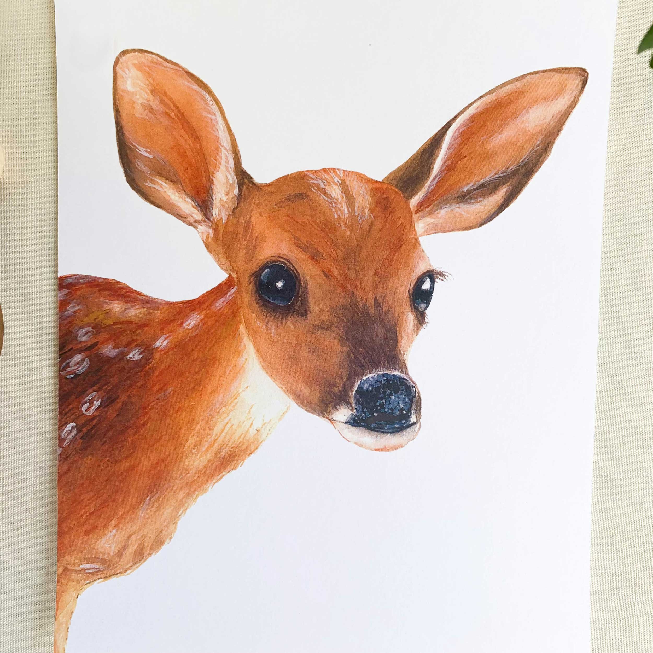 Baby Deer "Fawn" Watercolor Art Print