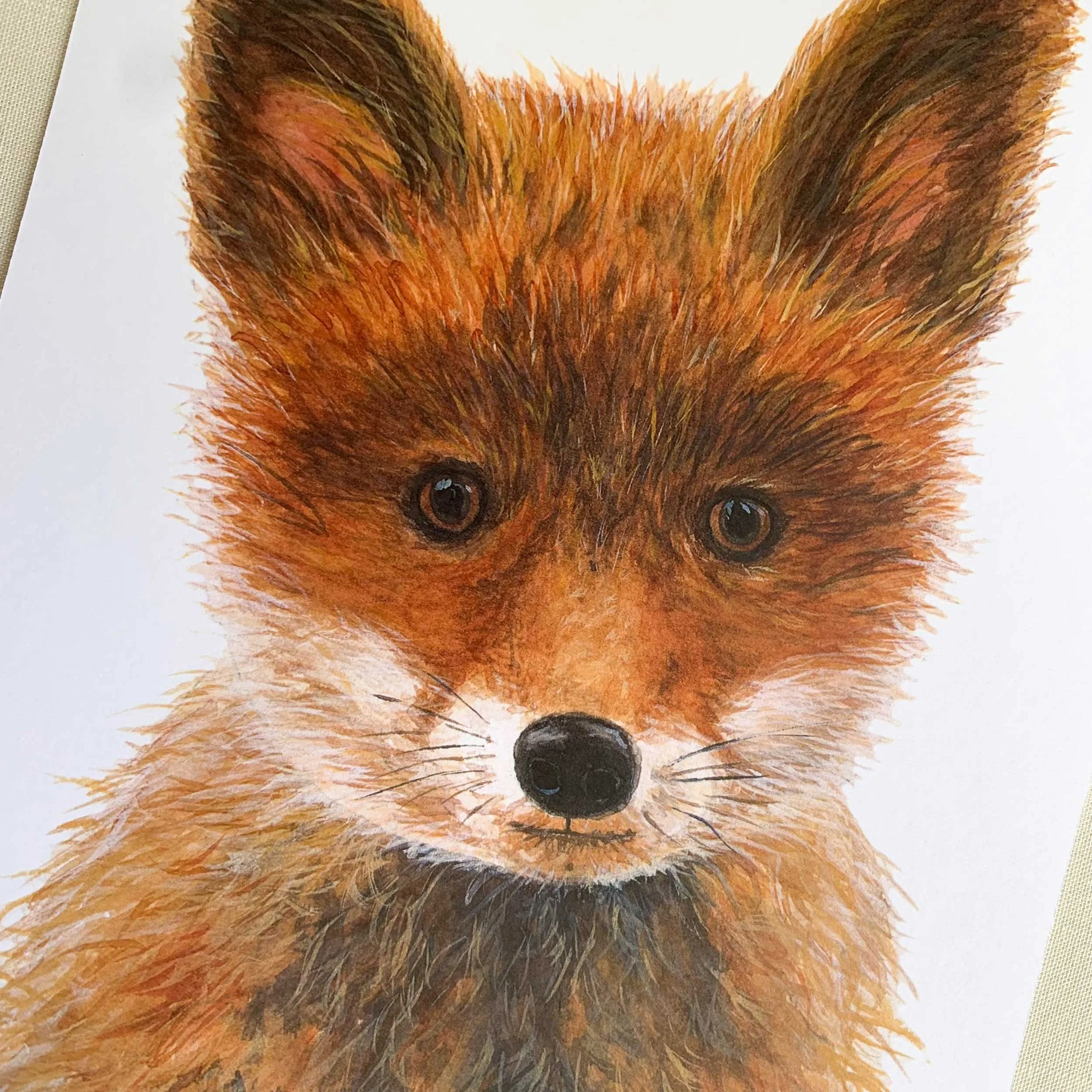 Baby Red Fox Watercolor Art Print