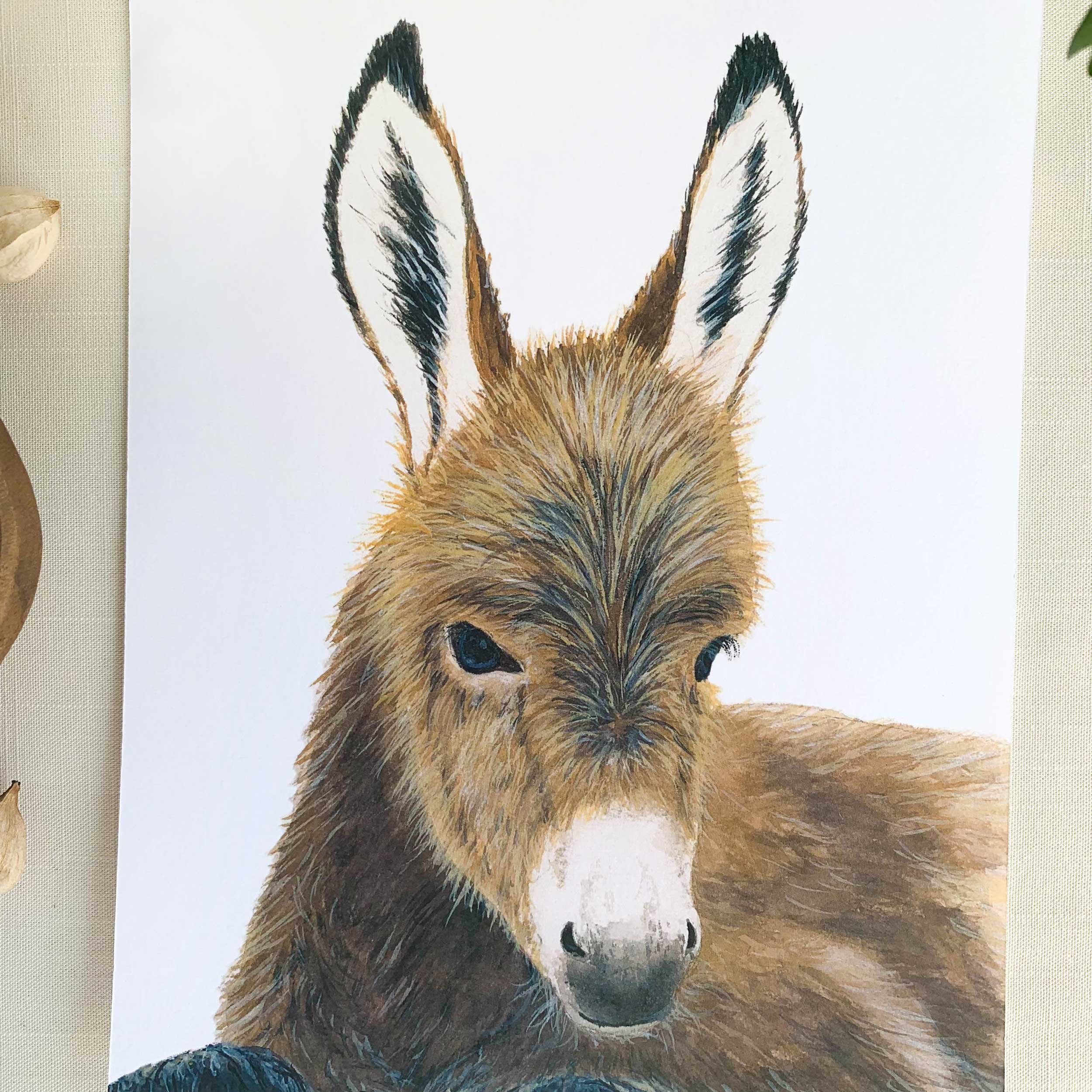 Baby Donkey Watercolor Art Print