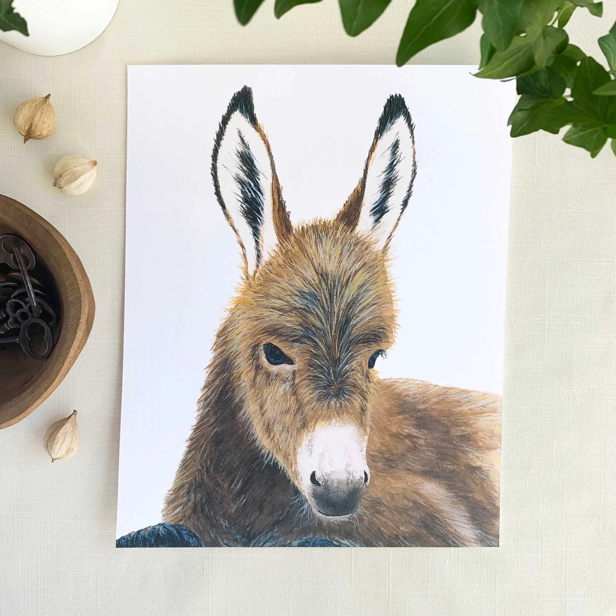 Baby Donkey Watercolor Art Print