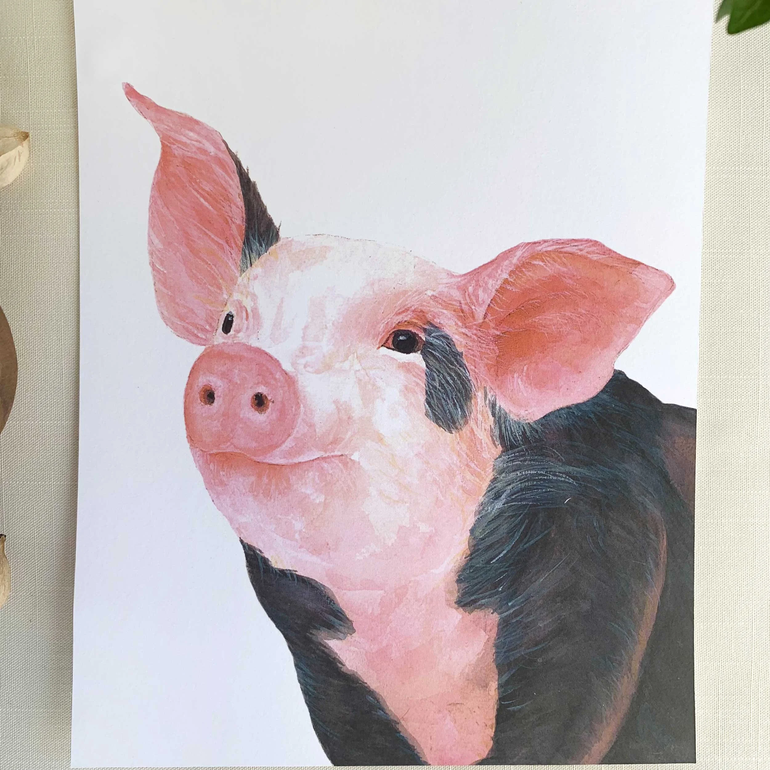 Baby Pig Watercolor Art Print