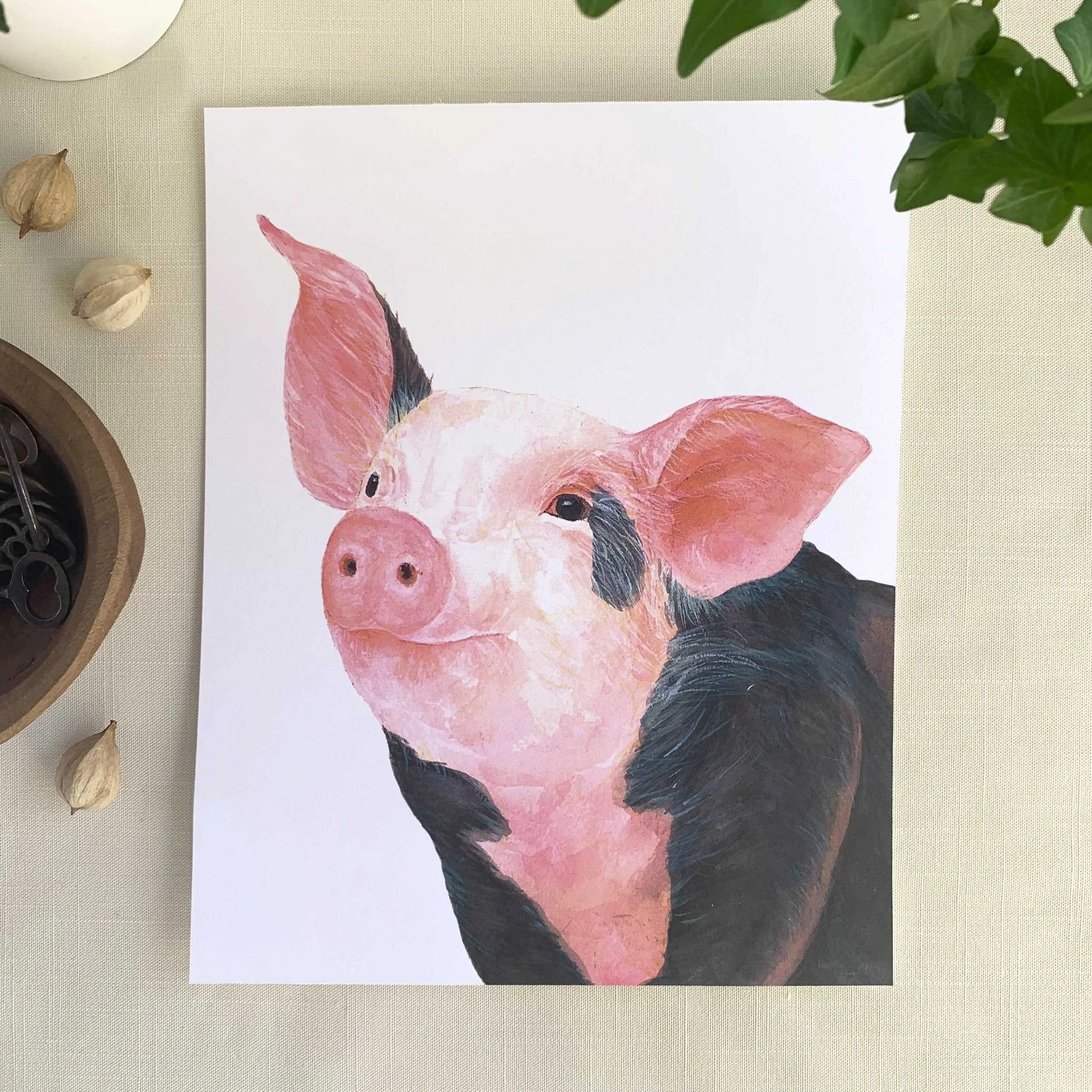 Baby Pig Watercolor Art Print