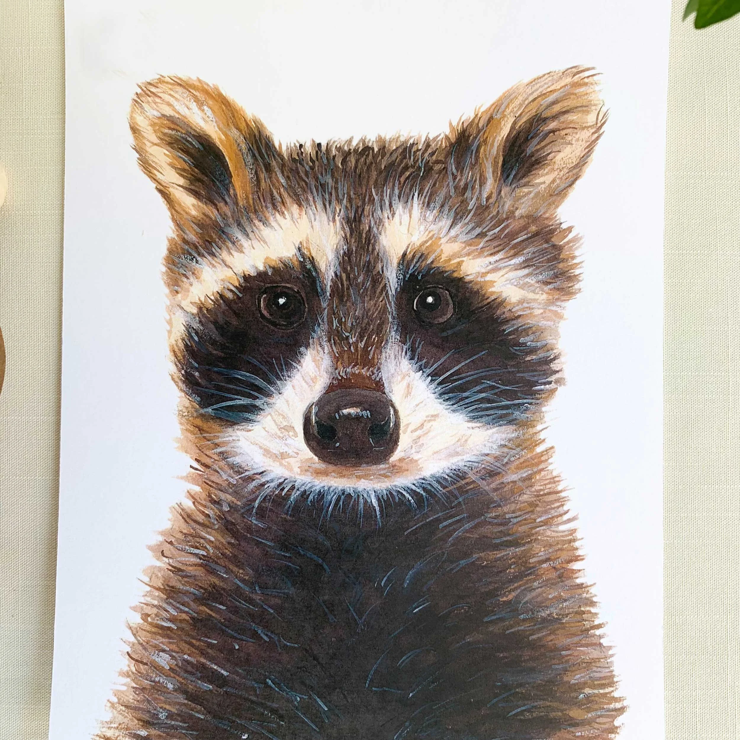 Baby Raccoon Watercolor Art Print