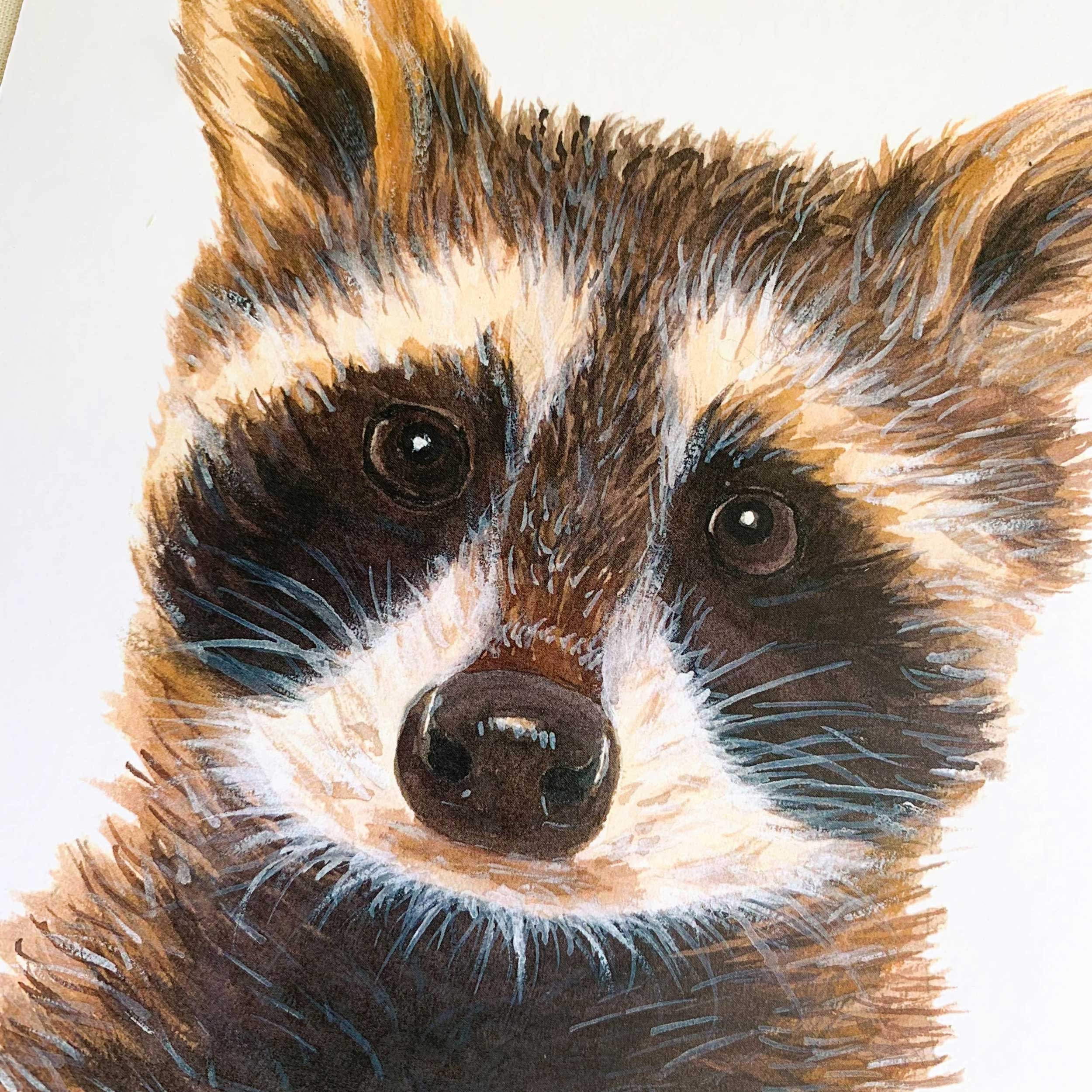 Baby Raccoon Watercolor Art Print