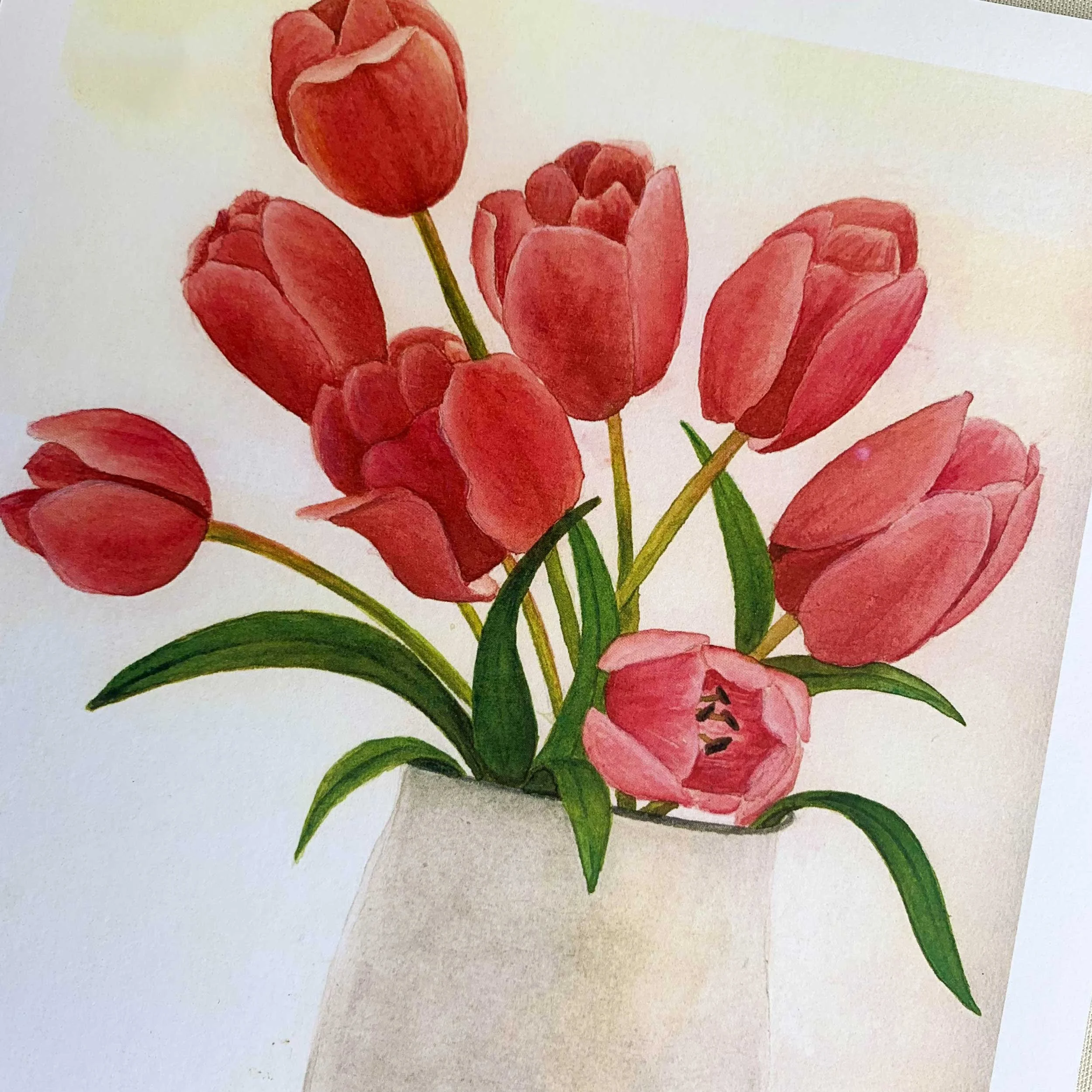 Pink Tulips In Vase Still Life Art Print