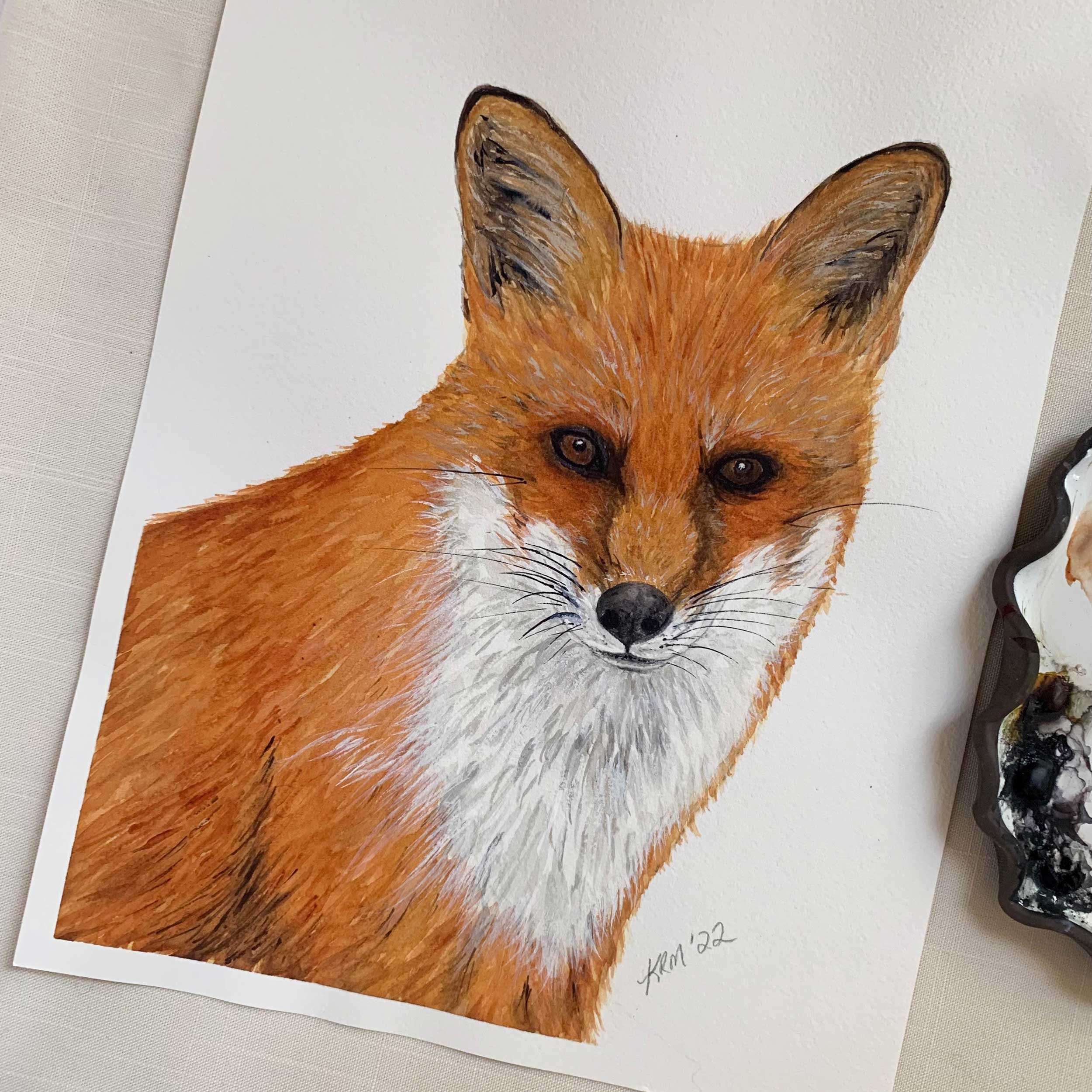 Adult Red Fox Original Watercolor