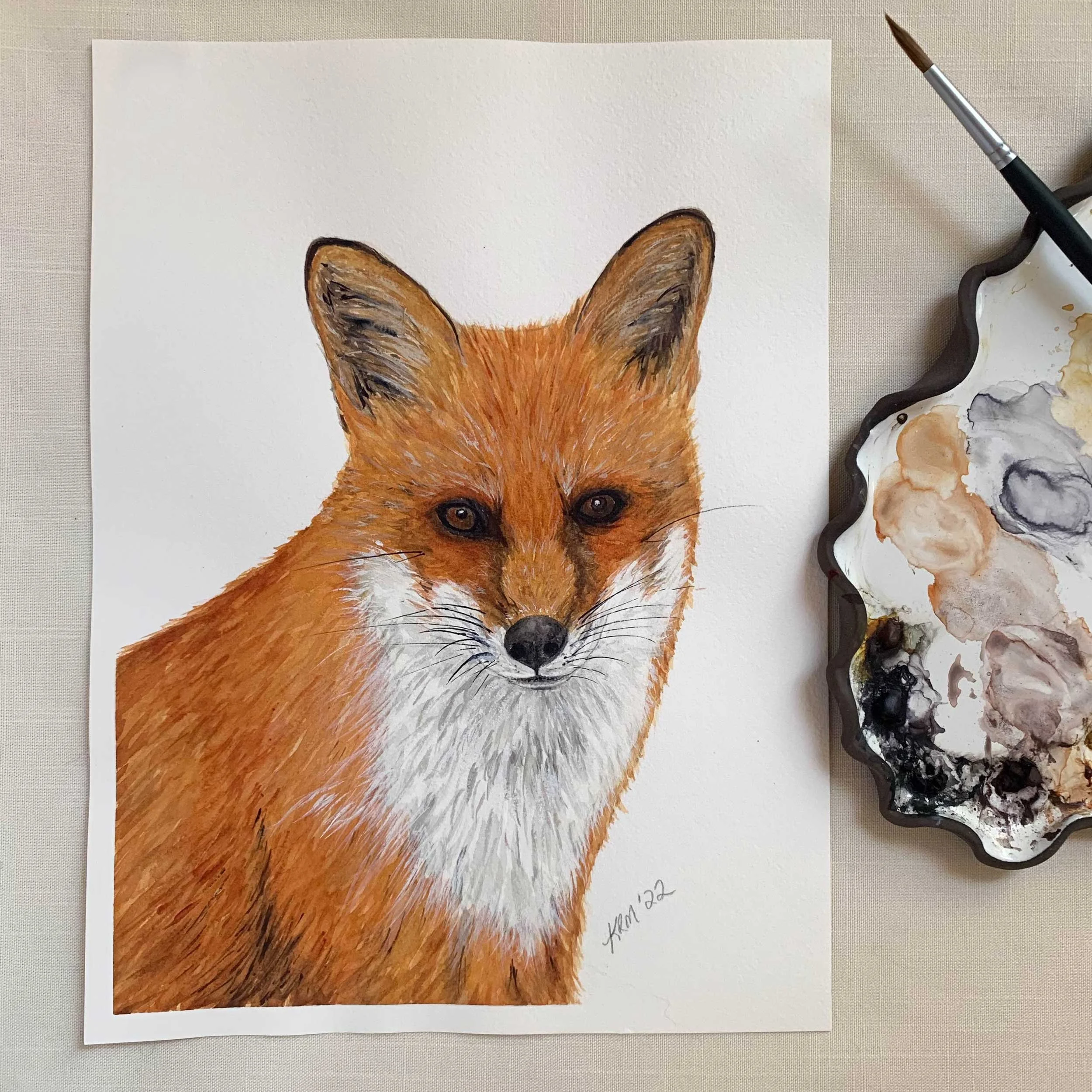 Adult Red Fox Original Watercolor