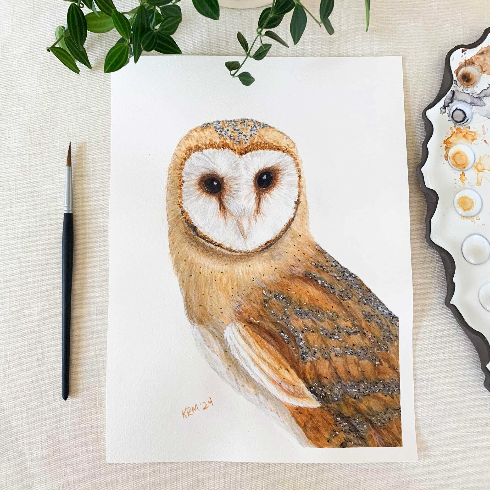 Barn Owl watercolor. 9 x 12 with white gouache. Prints available as well.
#barnowl #owllovers #owlpainting #owlsofinstagram #birdlovers #watercolorpainting #watercolorillustration #painting #naturelovers #inspiredbynature #willowglenstationery